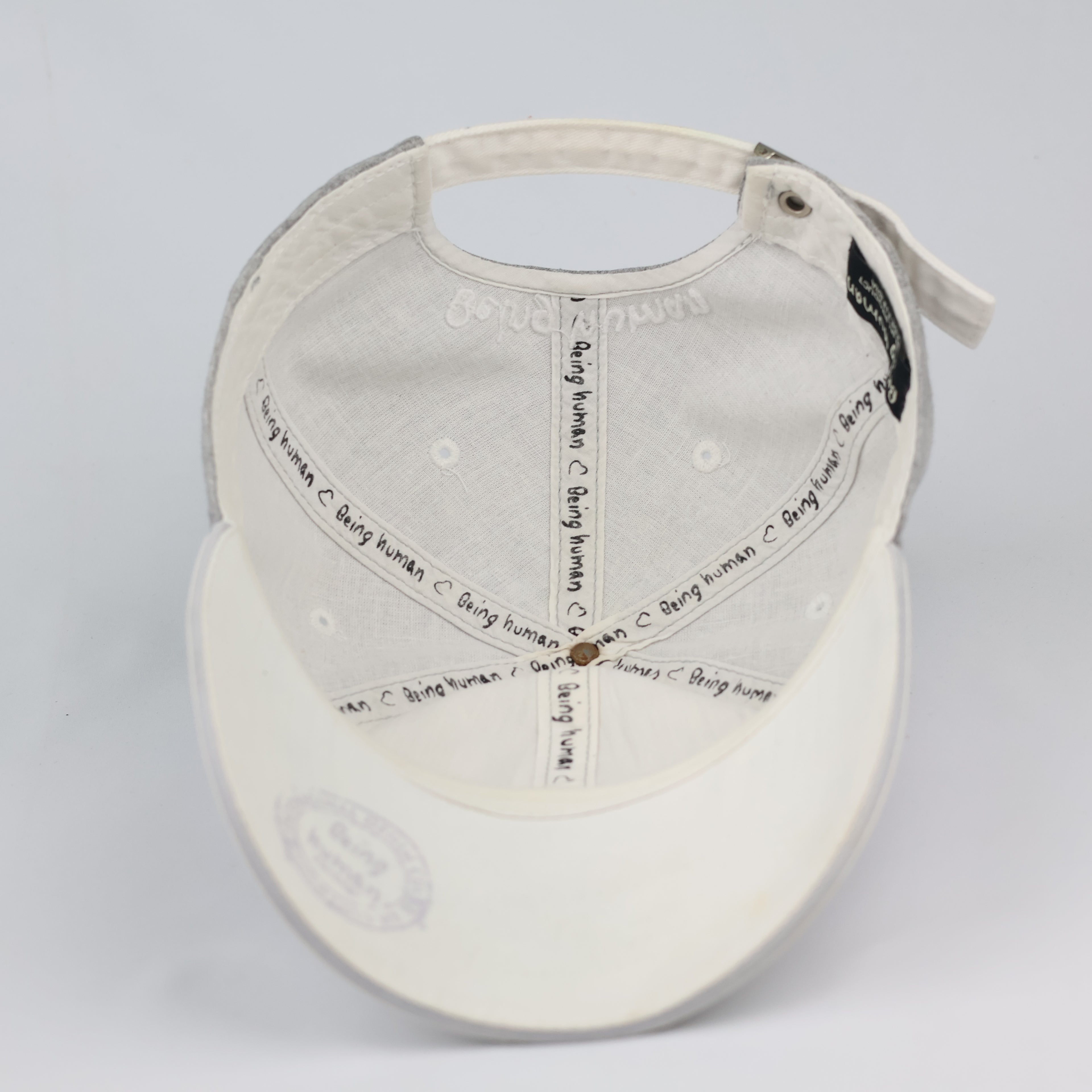 Being Human Grey Marl & White Two-Tone Strapback Thrifted Hat