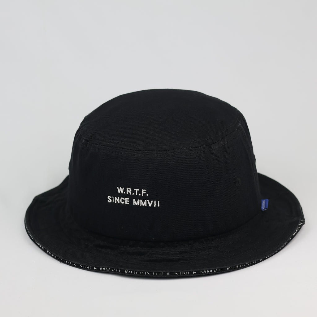 Woodstuck Street Style Black Cotton Thrifted Bucket Hat