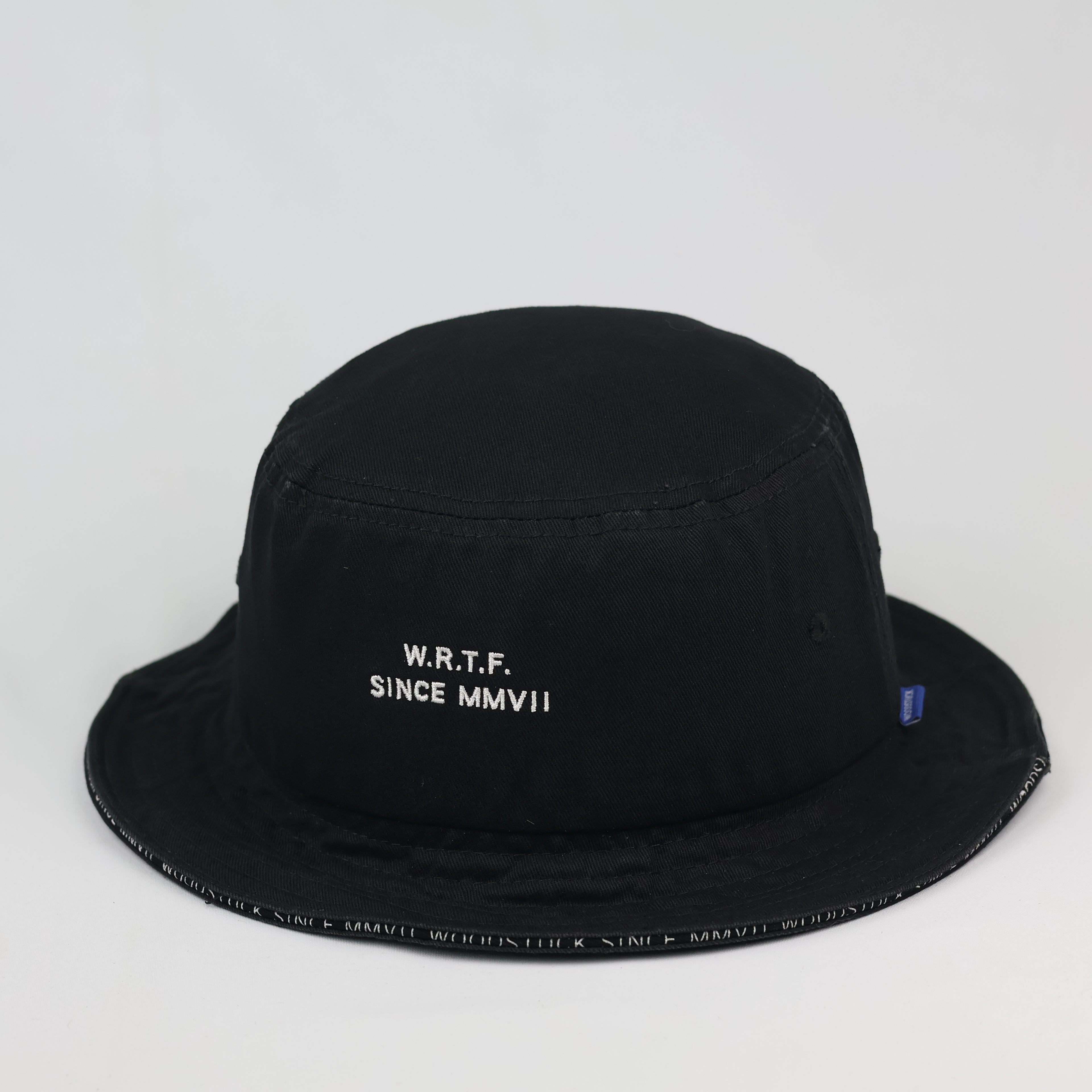 Woodstuck Street Style Black Cotton Thrifted Bucket Hat
