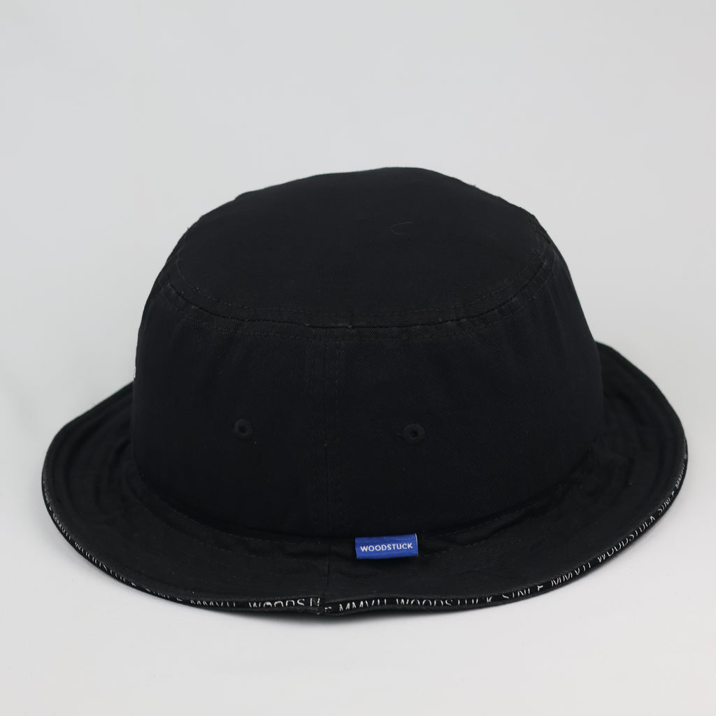 Woodstuck Street Style Black Cotton Thrifted Bucket Hat