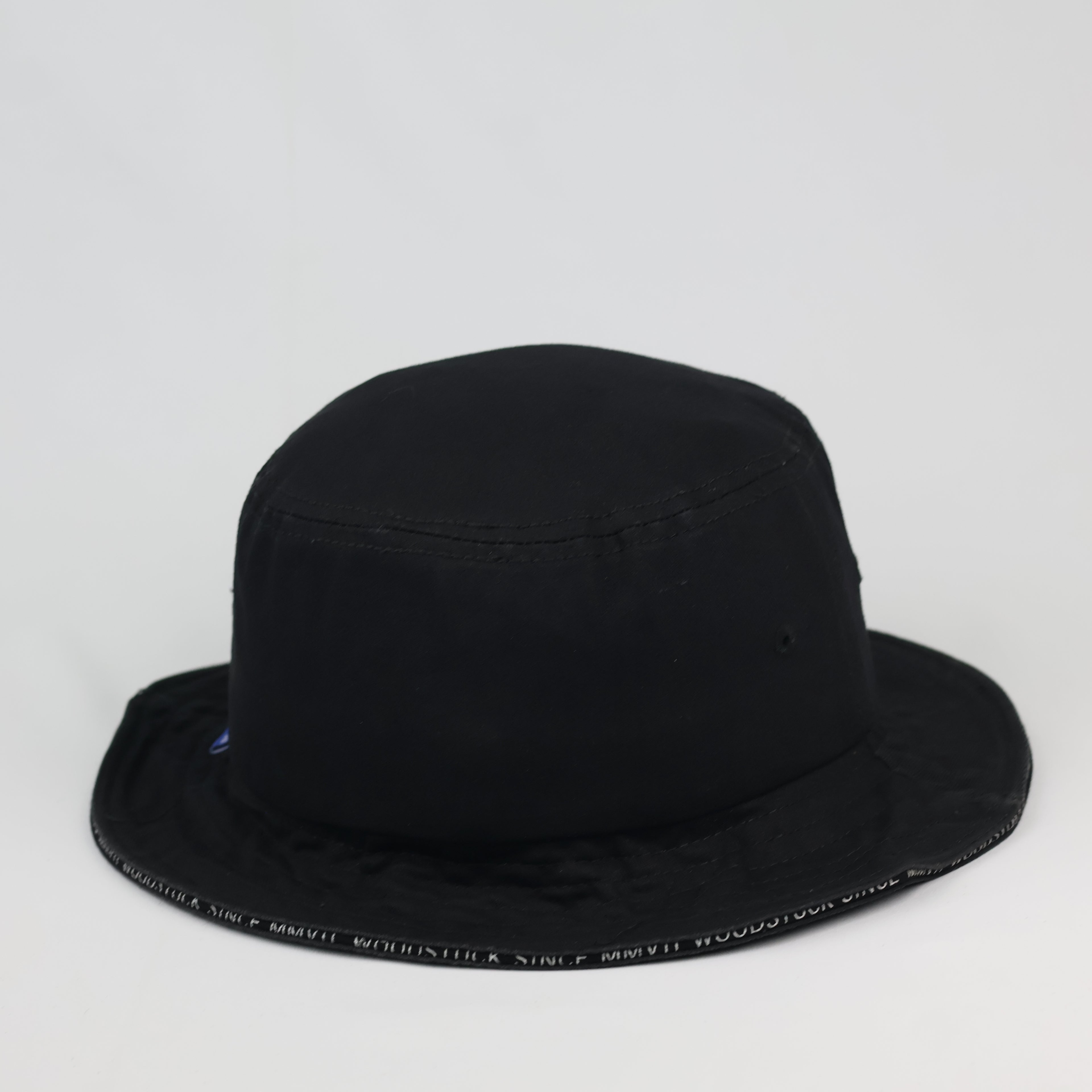 Woodstuck Street Style Black Cotton Thrifted Bucket Hat