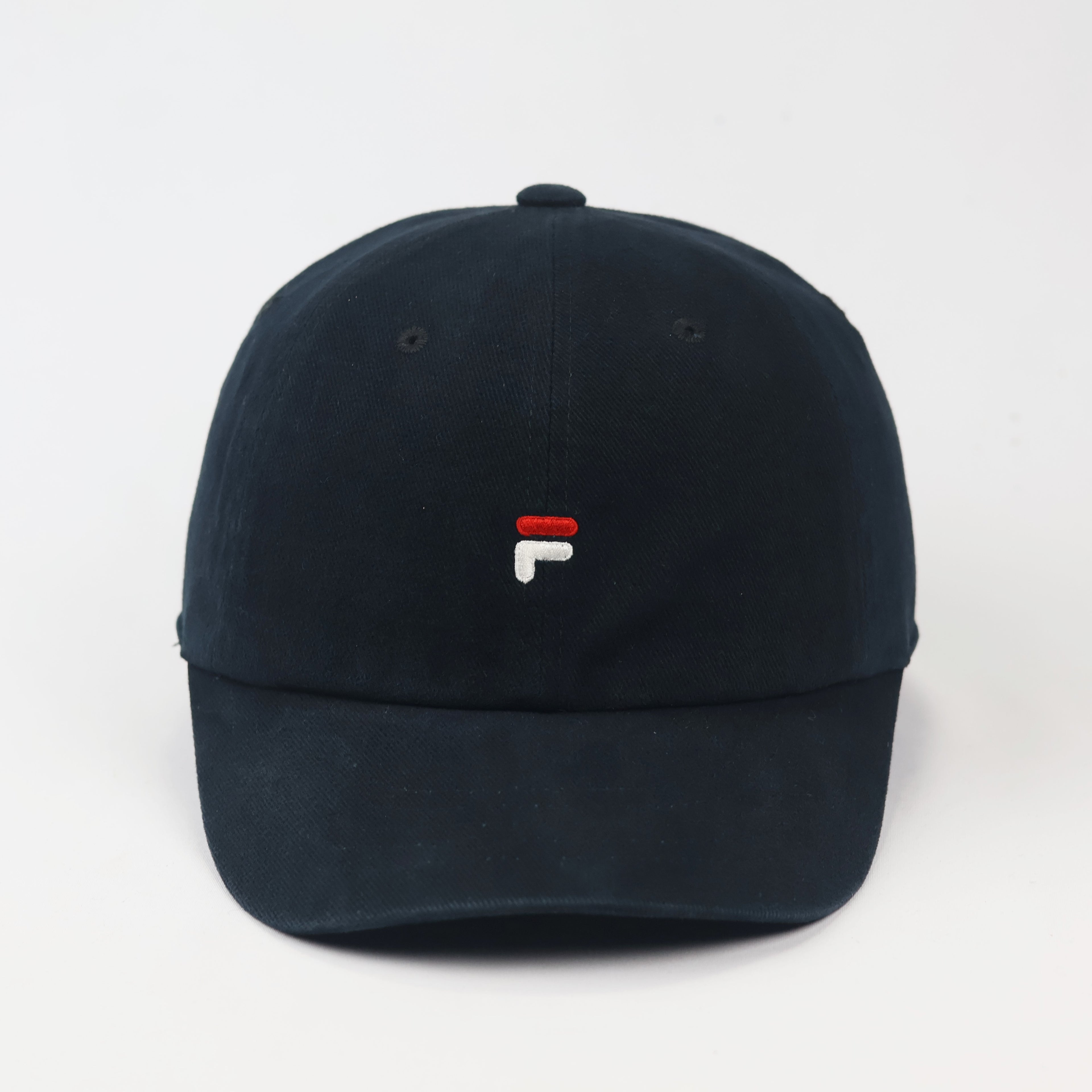 Vintage FILA Embroidered Logo Thrifted Baseball Cap - Classic Navy Dad Hat