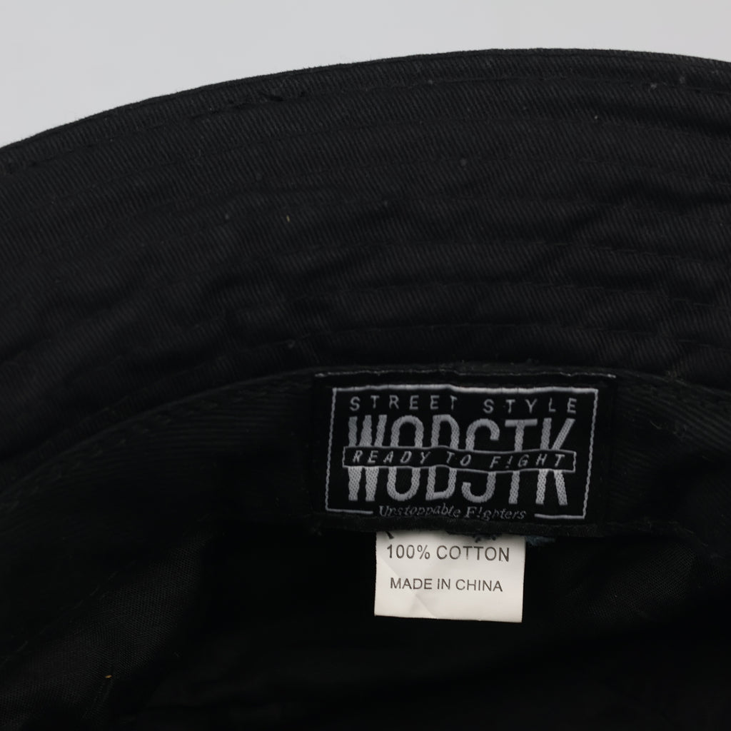 Woodstuck Street Style Black Cotton Thrifted Bucket Hat
