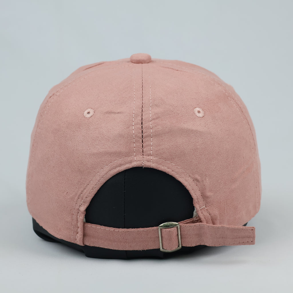 Pastel Pink Faux Suede Happy Script Embroidered Baseball Cap