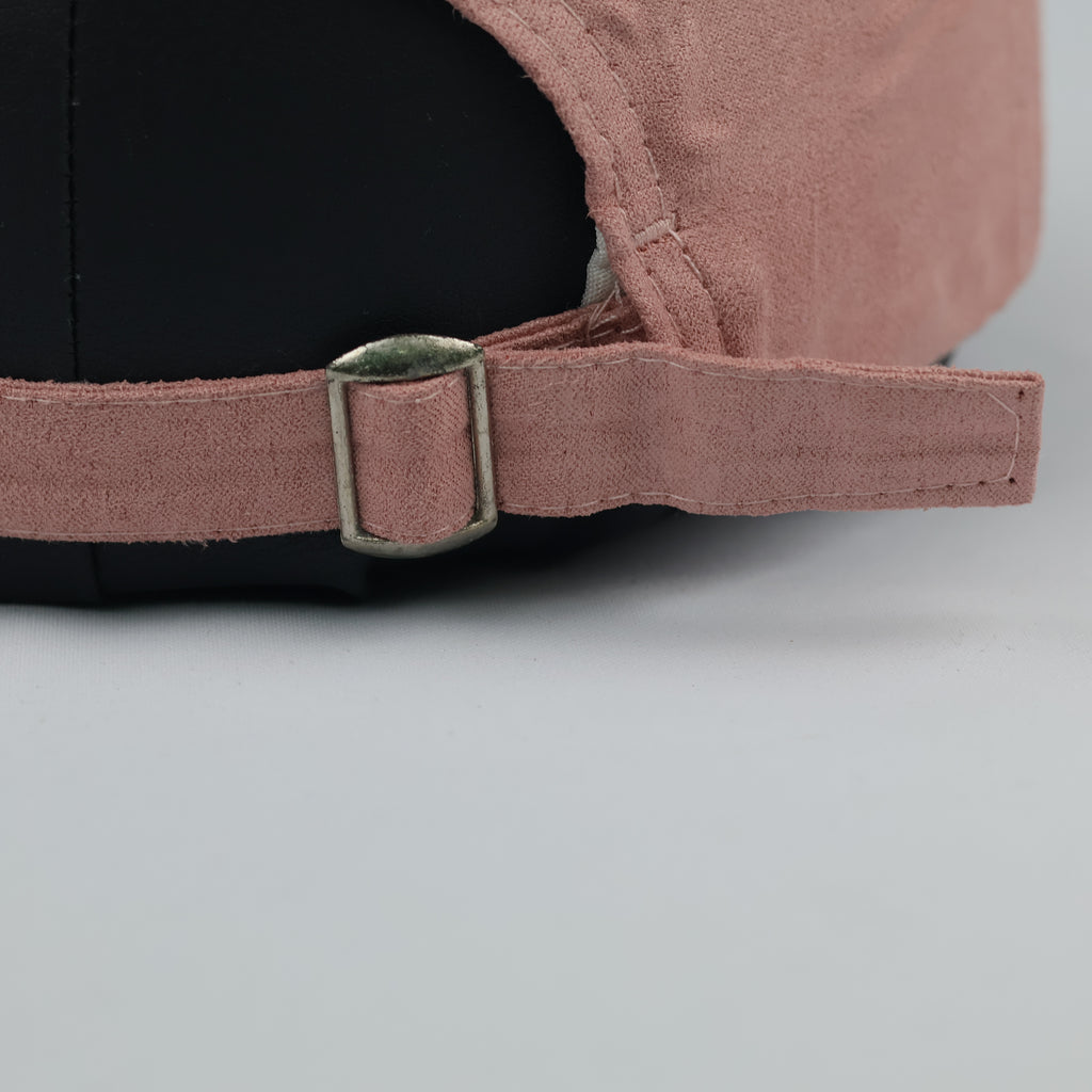 Pastel Pink Faux Suede Happy Script Embroidered Baseball Cap