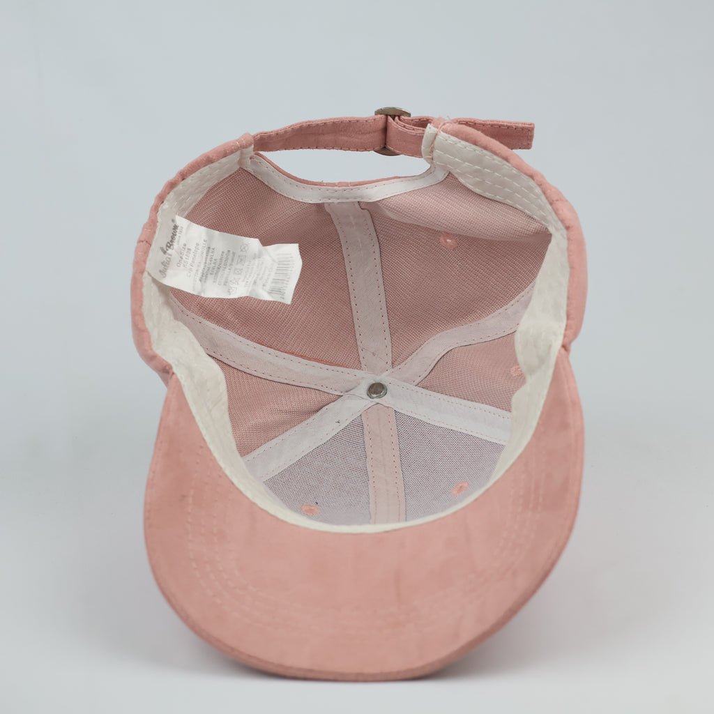 Pastel Pink Faux Suede Happy Script Embroidered Baseball Cap