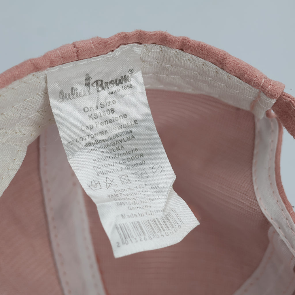 Pastel Pink Faux Suede Happy Script Embroidered Baseball Cap