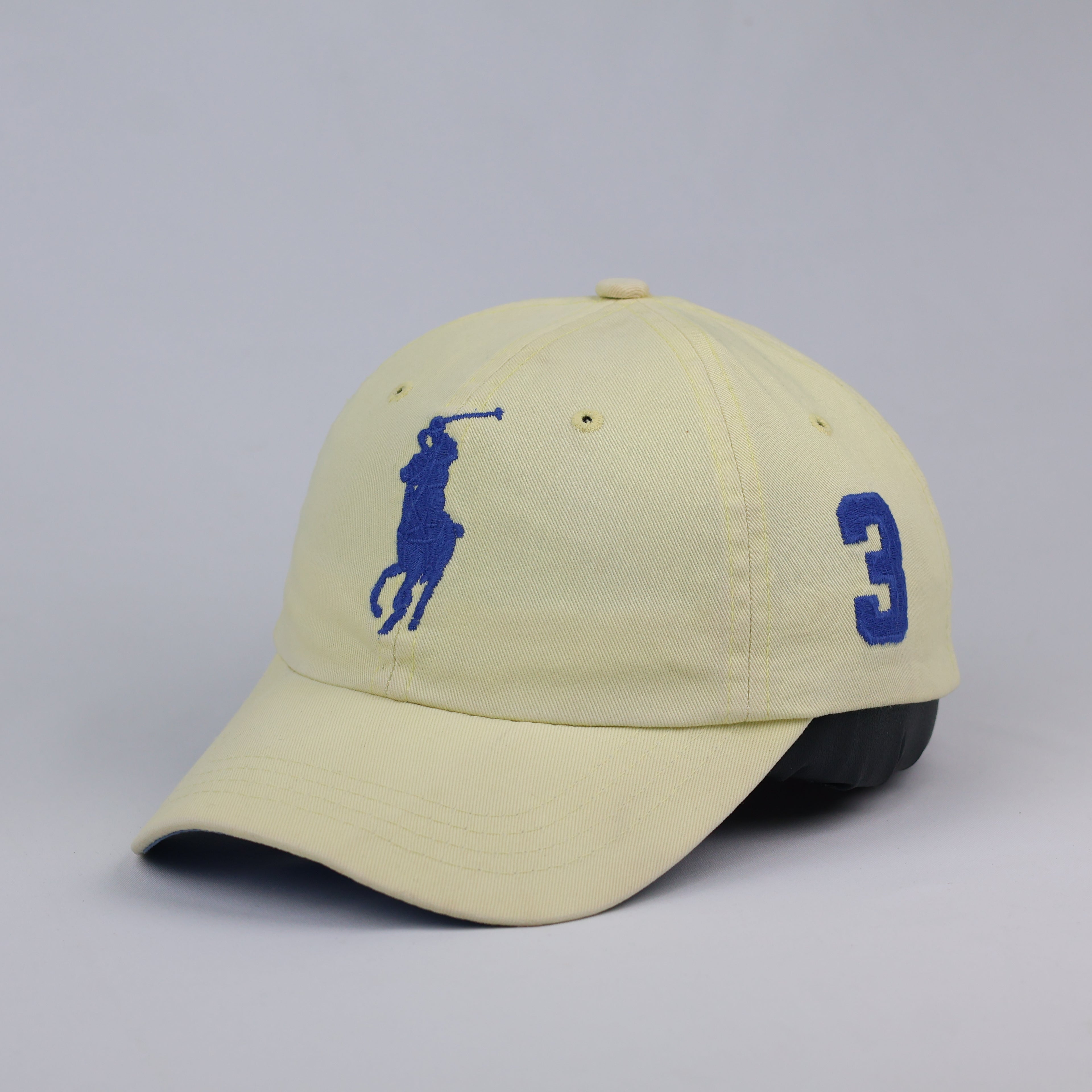 Vintage Polo Ralph Lauren Big Pony No. 3 Cap – Pastel Yellow & Blue