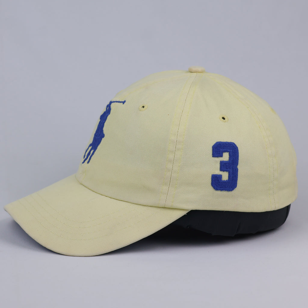 Vintage Polo Ralph Lauren Big Pony No. 3 Cap – Pastel Yellow & Blue