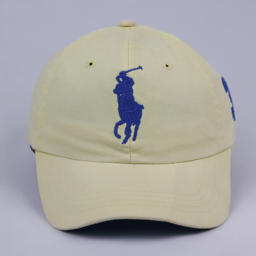 Vintage Polo Ralph Lauren Big Pony No. 3 Cap – Pastel Yellow & Blue