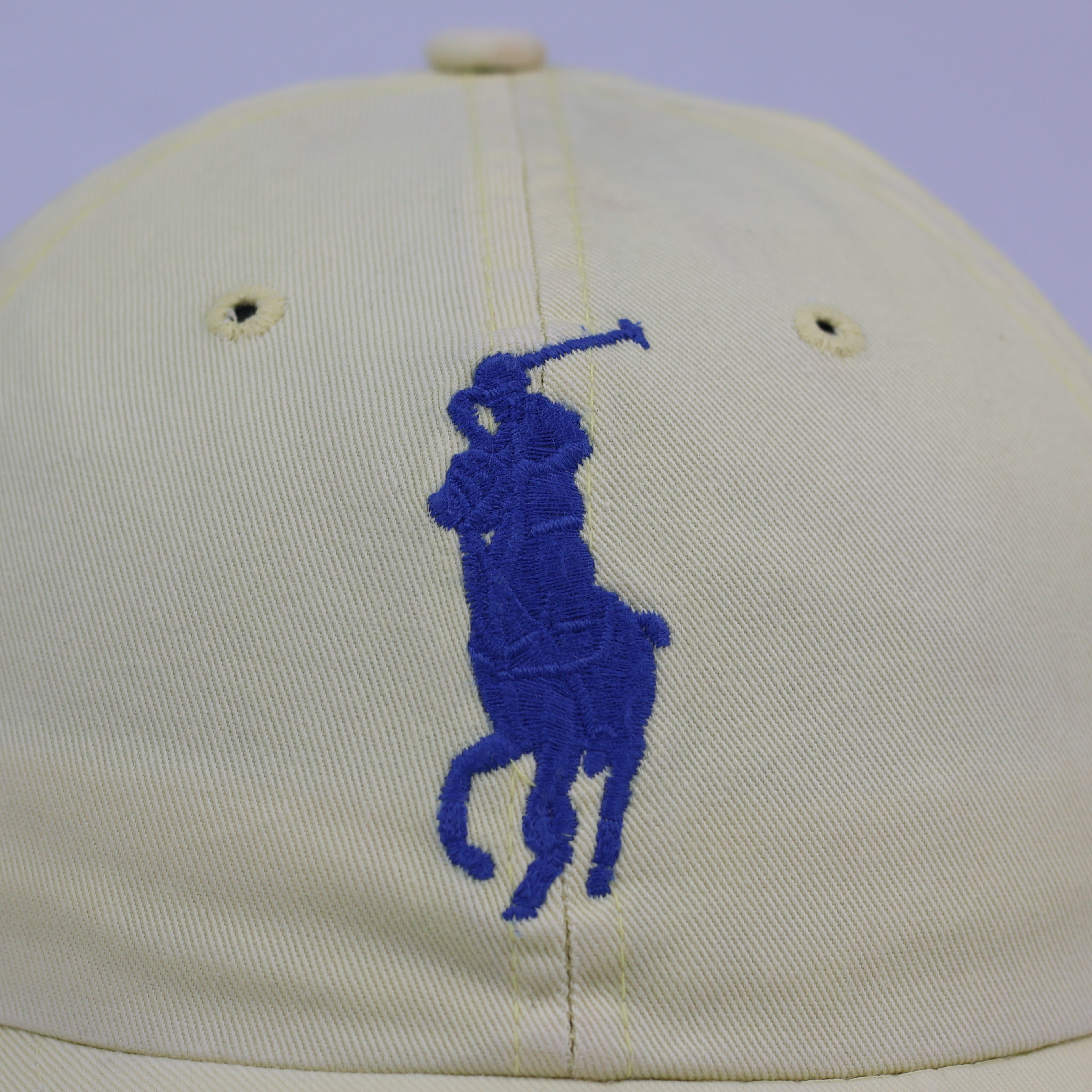 Vintage Polo Ralph Lauren Big Pony No. 3 Cap – Pastel Yellow & Blue