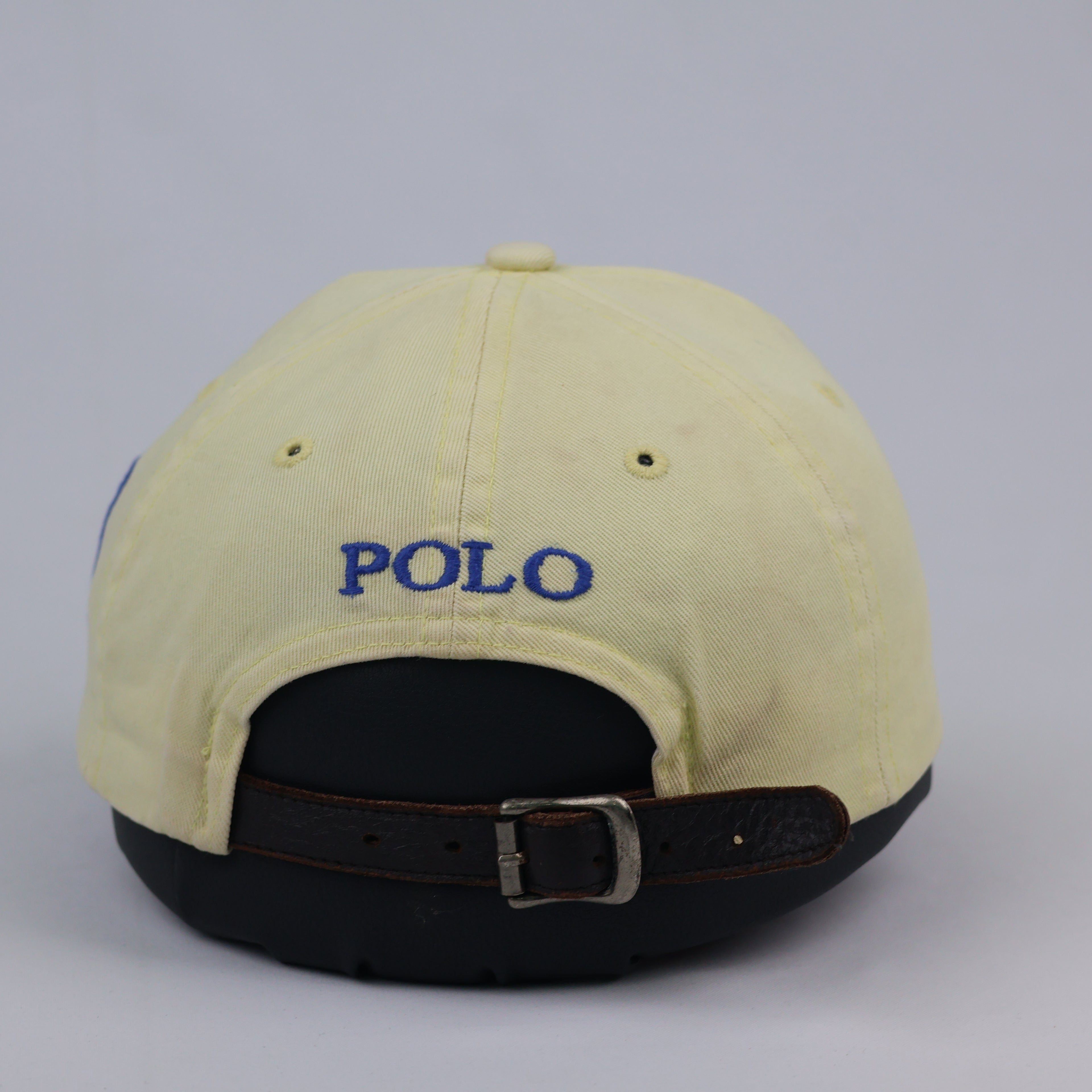 Vintage Polo Ralph Lauren Big Pony No. 3 Cap – Pastel Yellow & Blue