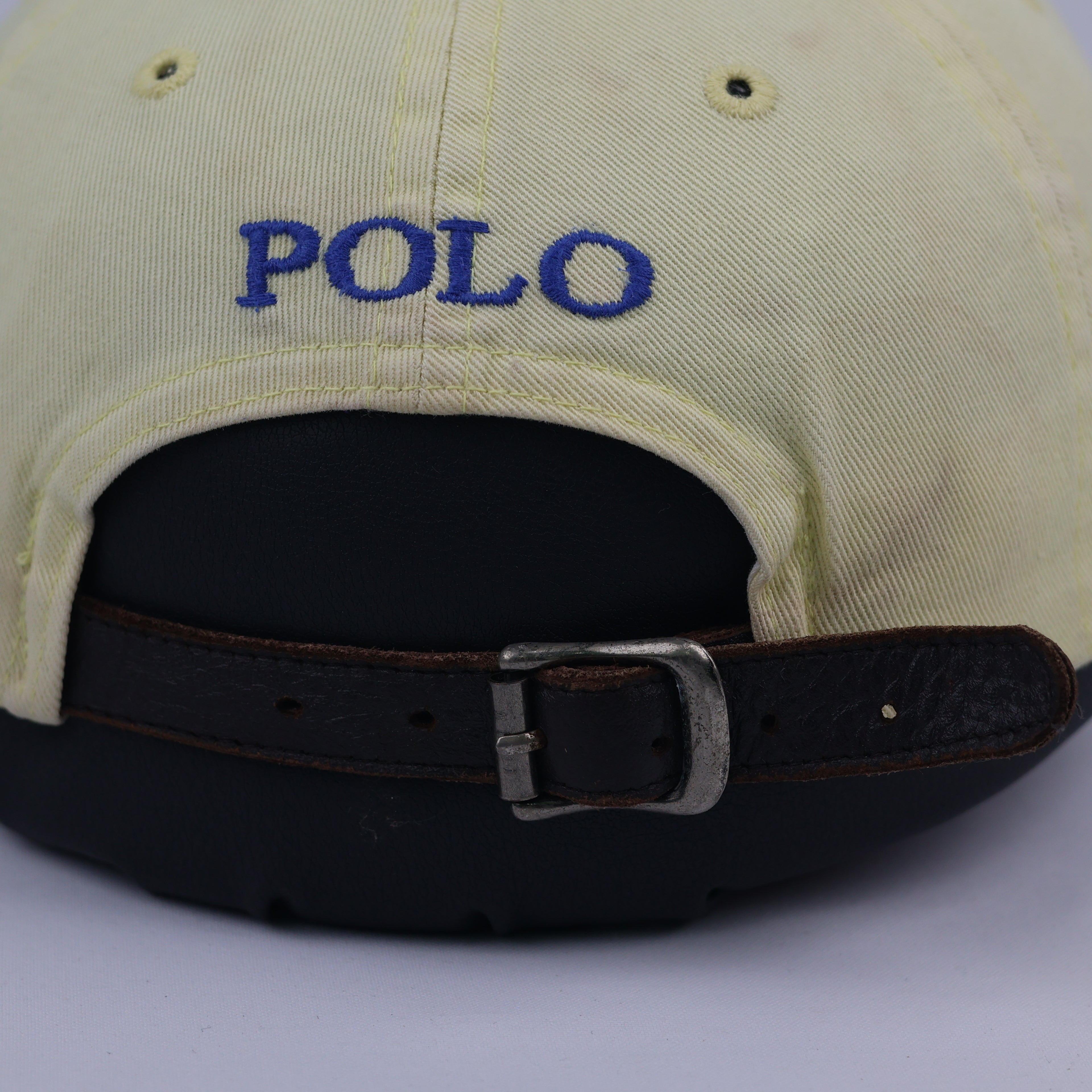 Vintage Polo Ralph Lauren Big Pony No. 3 Cap – Pastel Yellow & Blue