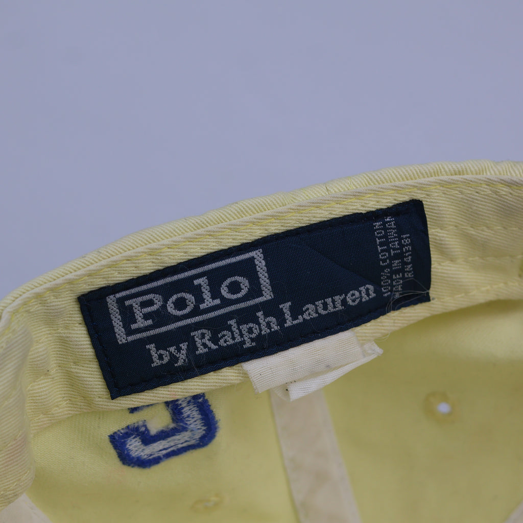 Vintage Polo Ralph Lauren Big Pony No. 3 Cap – Pastel Yellow & Blue