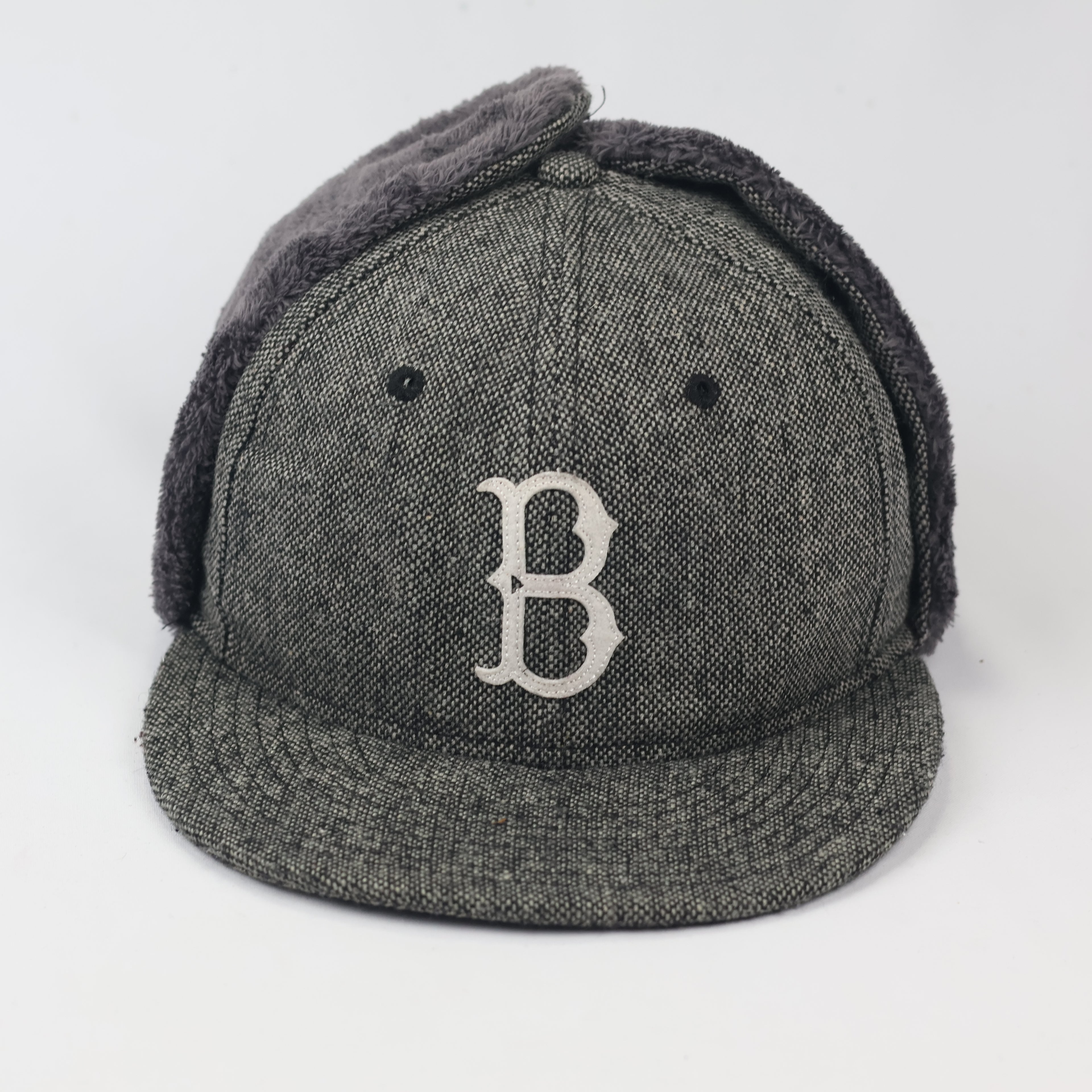 Vintage New Era Cooperstown Collection Dogear Thrifted Hat - Faux Fur Lined - Size 7 1/4