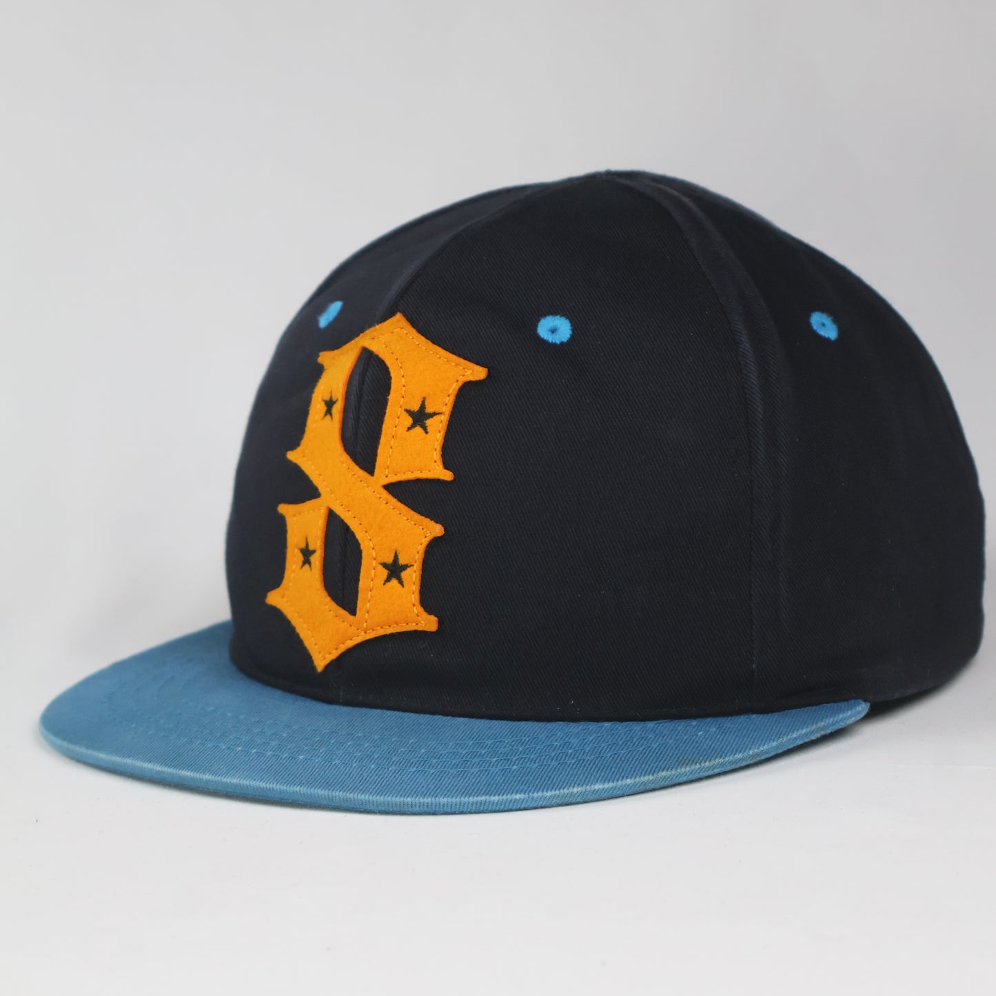"S" Logo Star Snapback Cap - Black/Blue/Orange