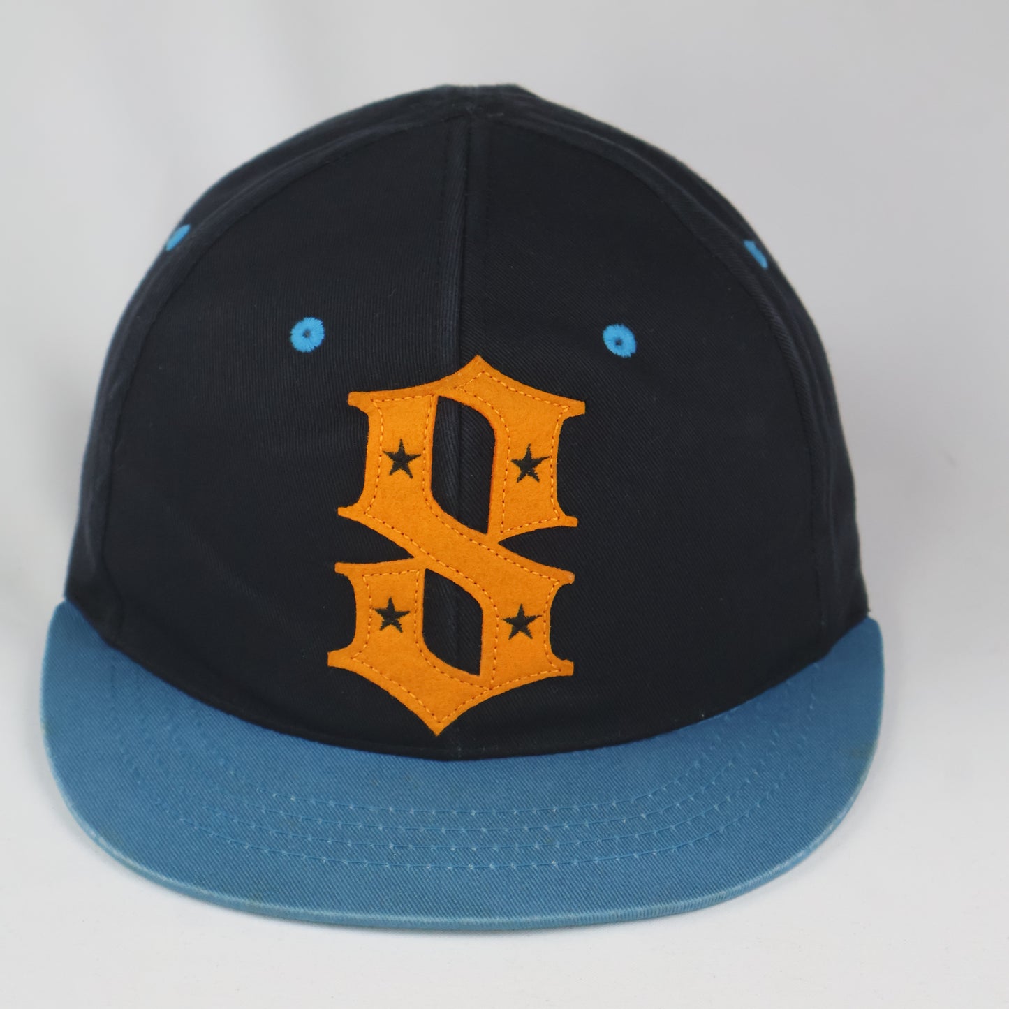 "S" Logo Star Snapback Cap - Black/Blue/Orange