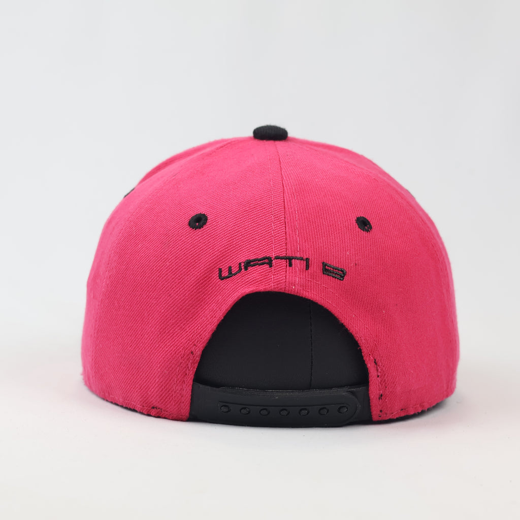 Wati B Embroidered Thrifted Snapback – Pink & Black Streetwear Cap