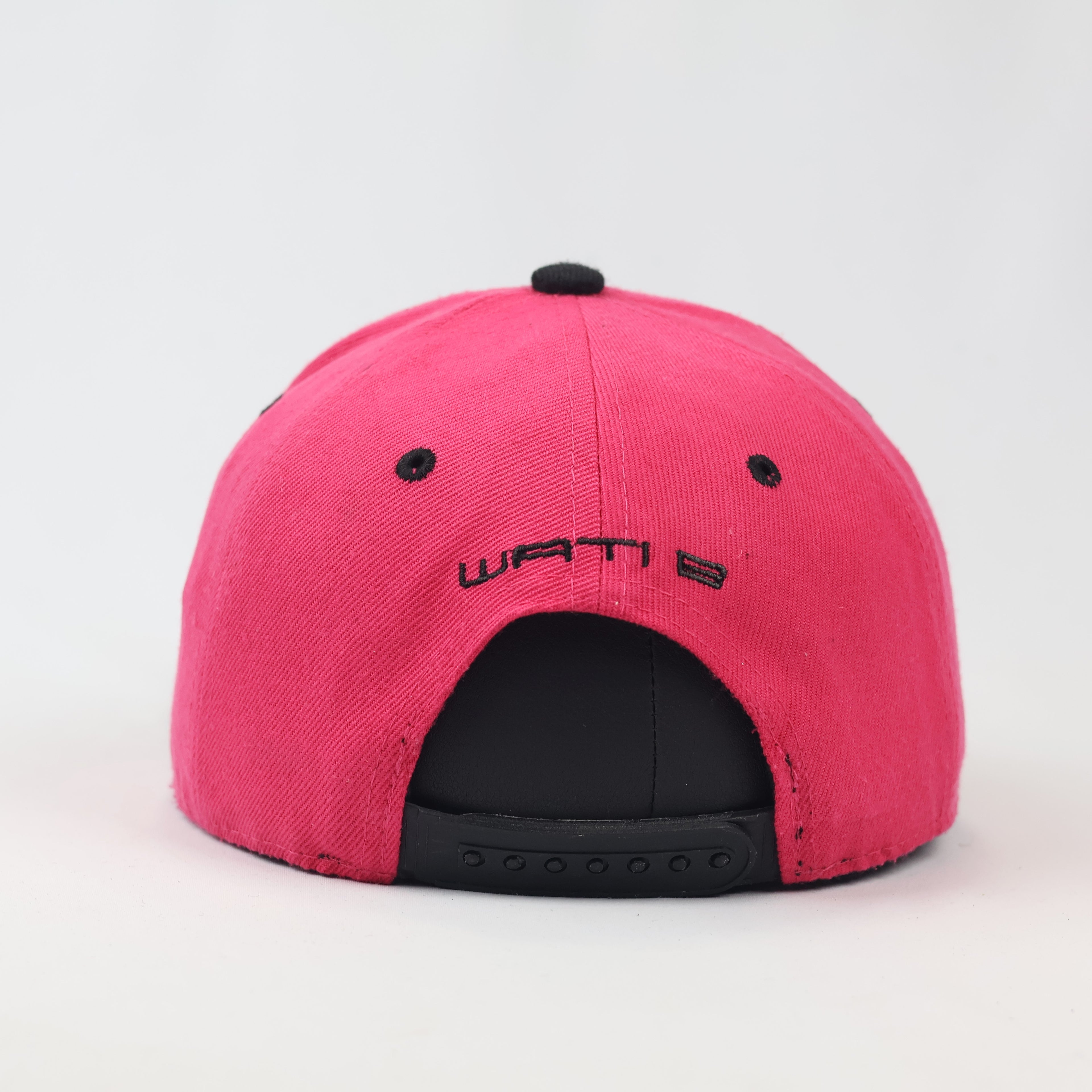 Wati B Embroidered Thrifted Snapback – Pink & Black Streetwear Cap