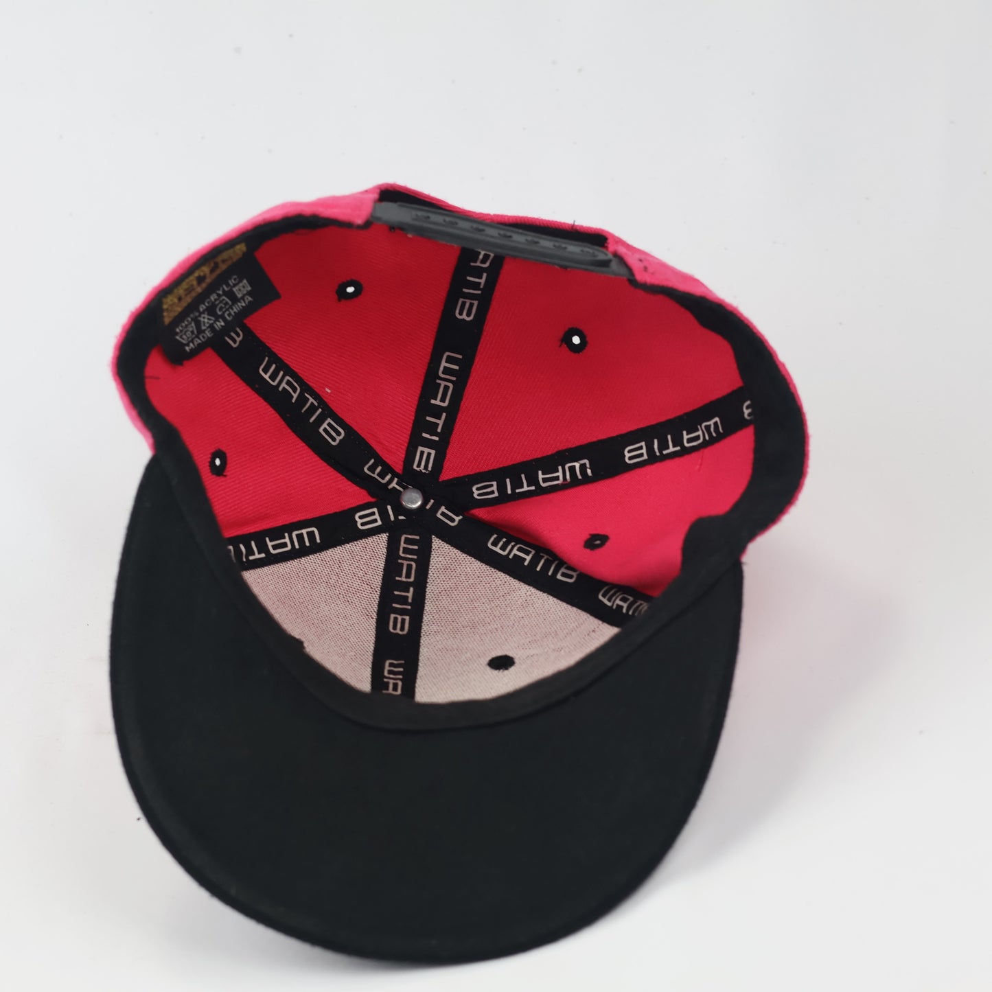 Wati B Embroidered Thrifted Snapback – Pink & Black Streetwear Cap
