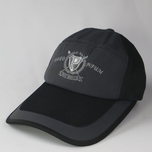 Sporty Mesh Panel Cap with Drawcord - Grey/Black