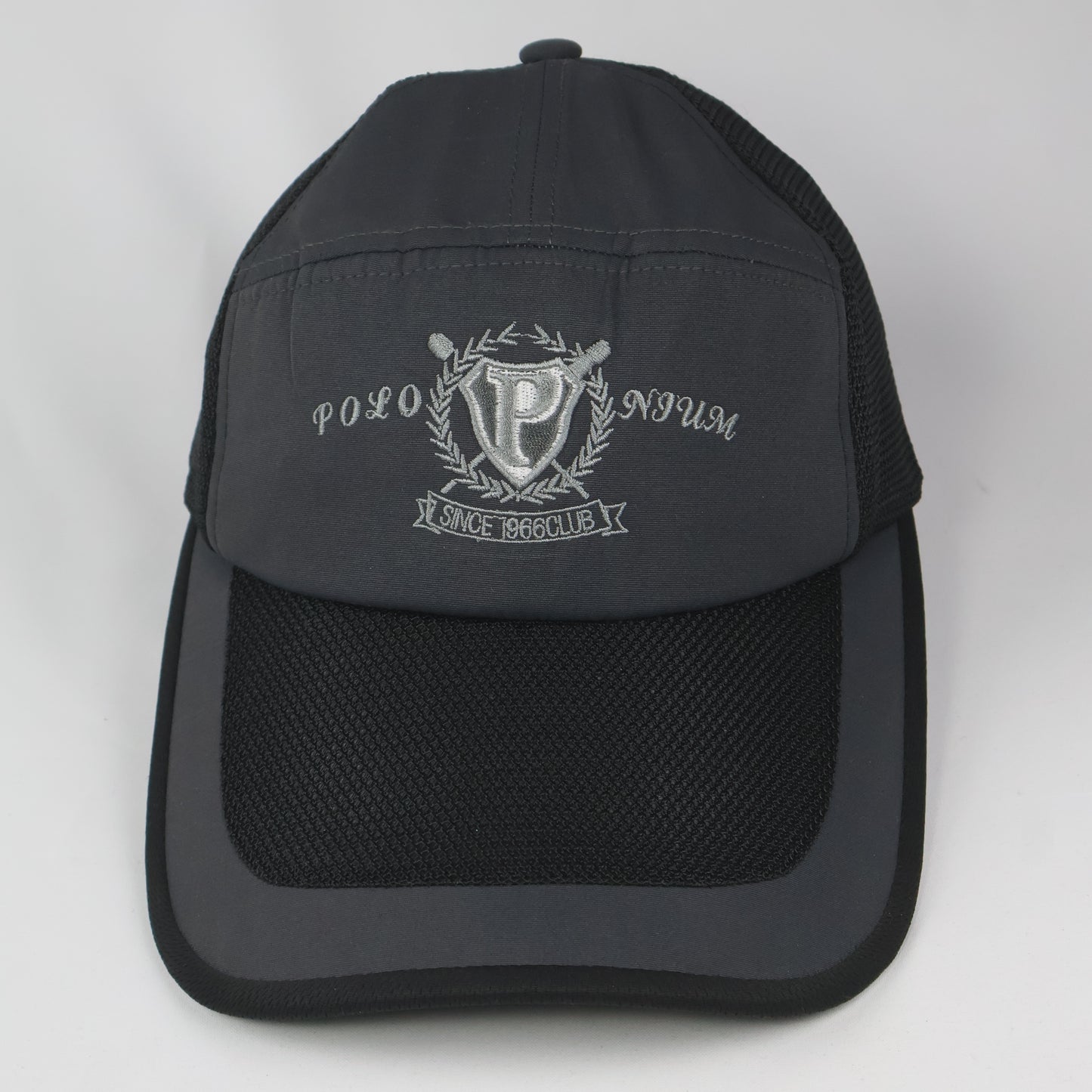 Sporty Mesh Panel Cap with Drawcord - Grey/Black