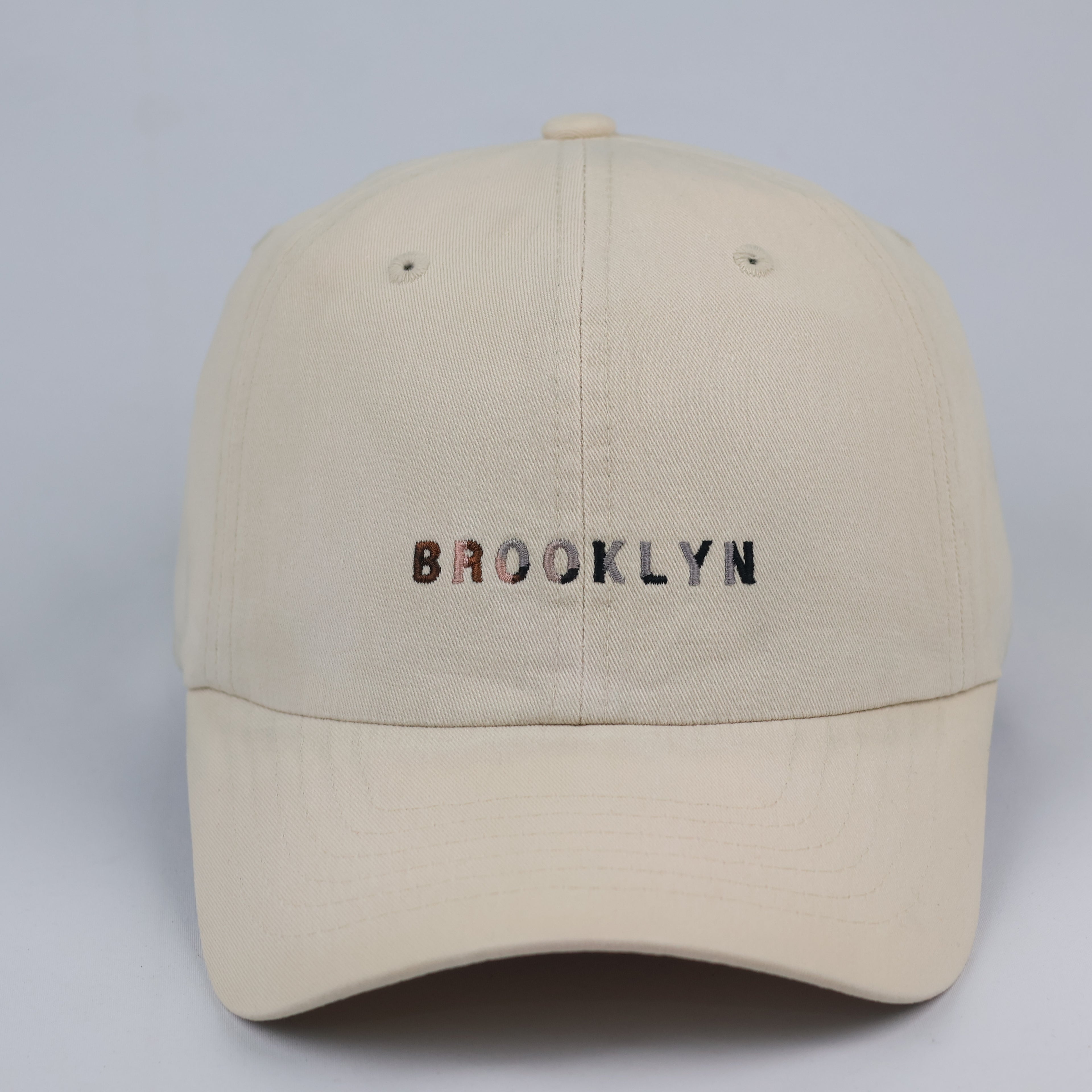 Minimalist Khaki Tan Brooklyn Graphic Strapback Baseball Cap