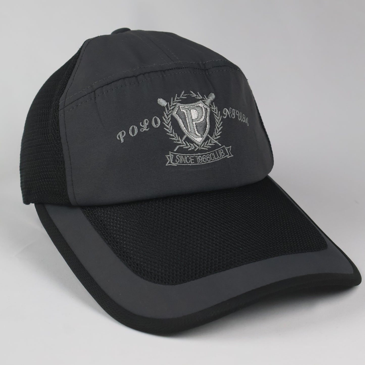 Sporty Mesh Panel Cap with Drawcord - Grey/Black