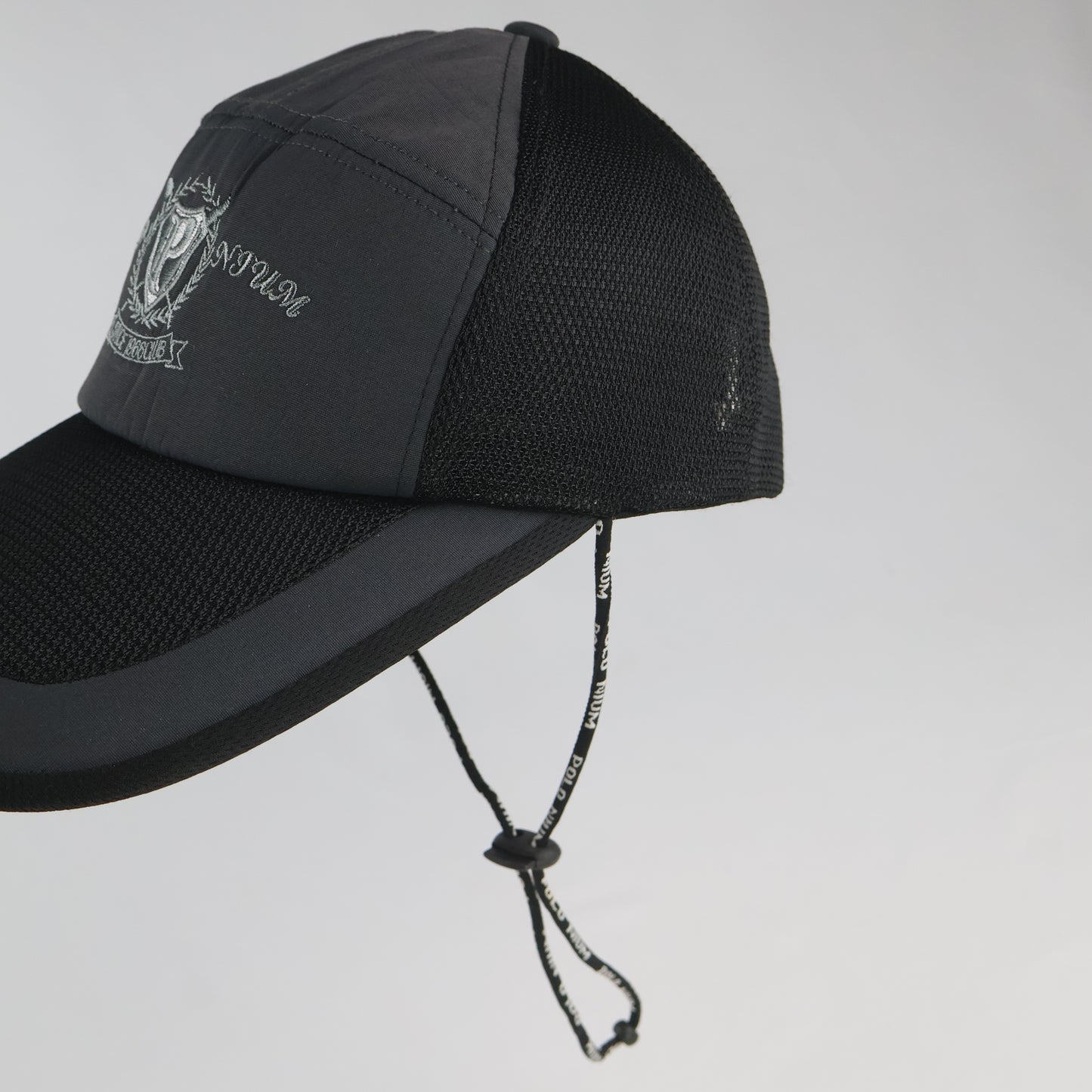Sporty Mesh Panel Cap with Drawcord - Grey/Black