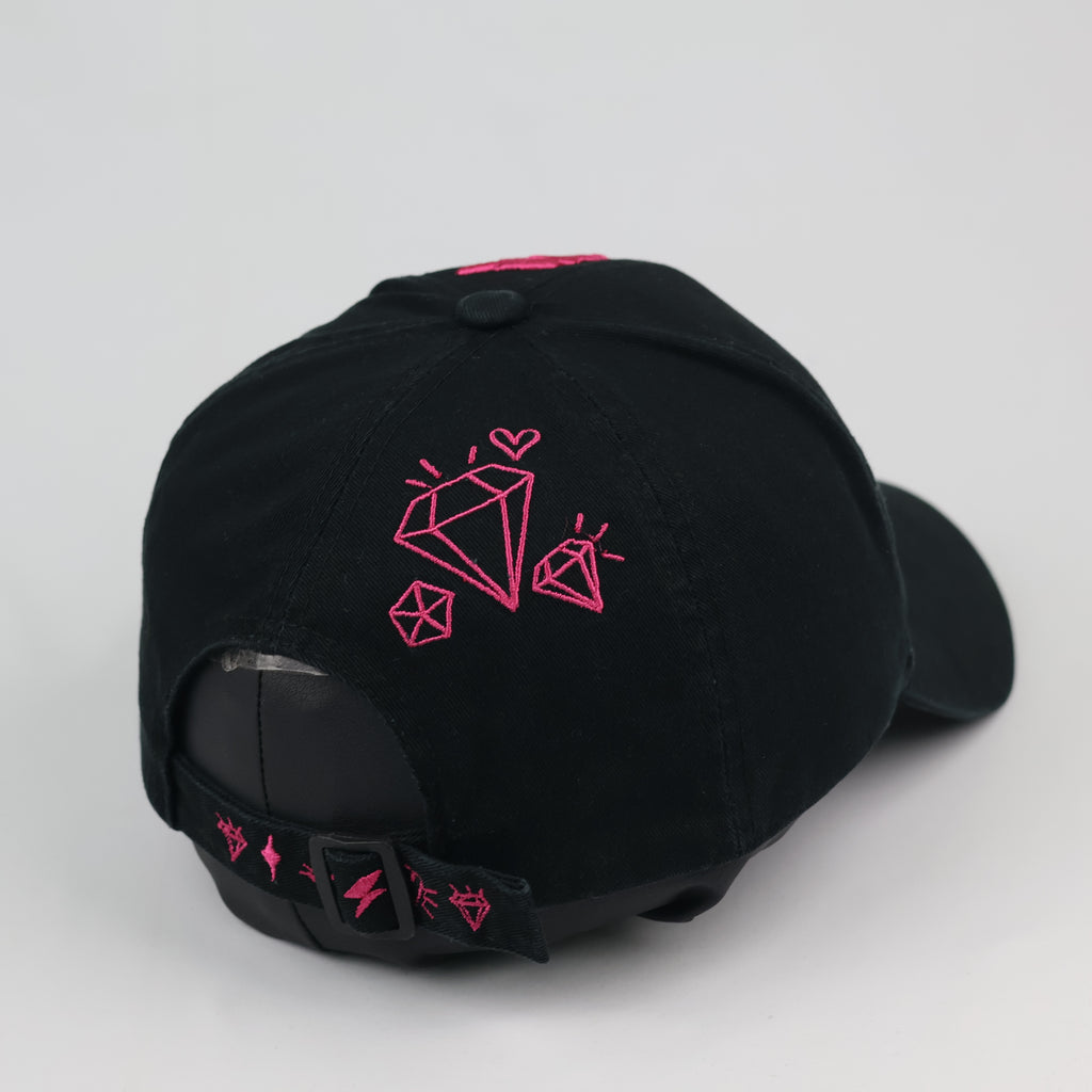 Thrifted Damplush Diamond Graphic Strapback Hat | Black | Size 56-58cm