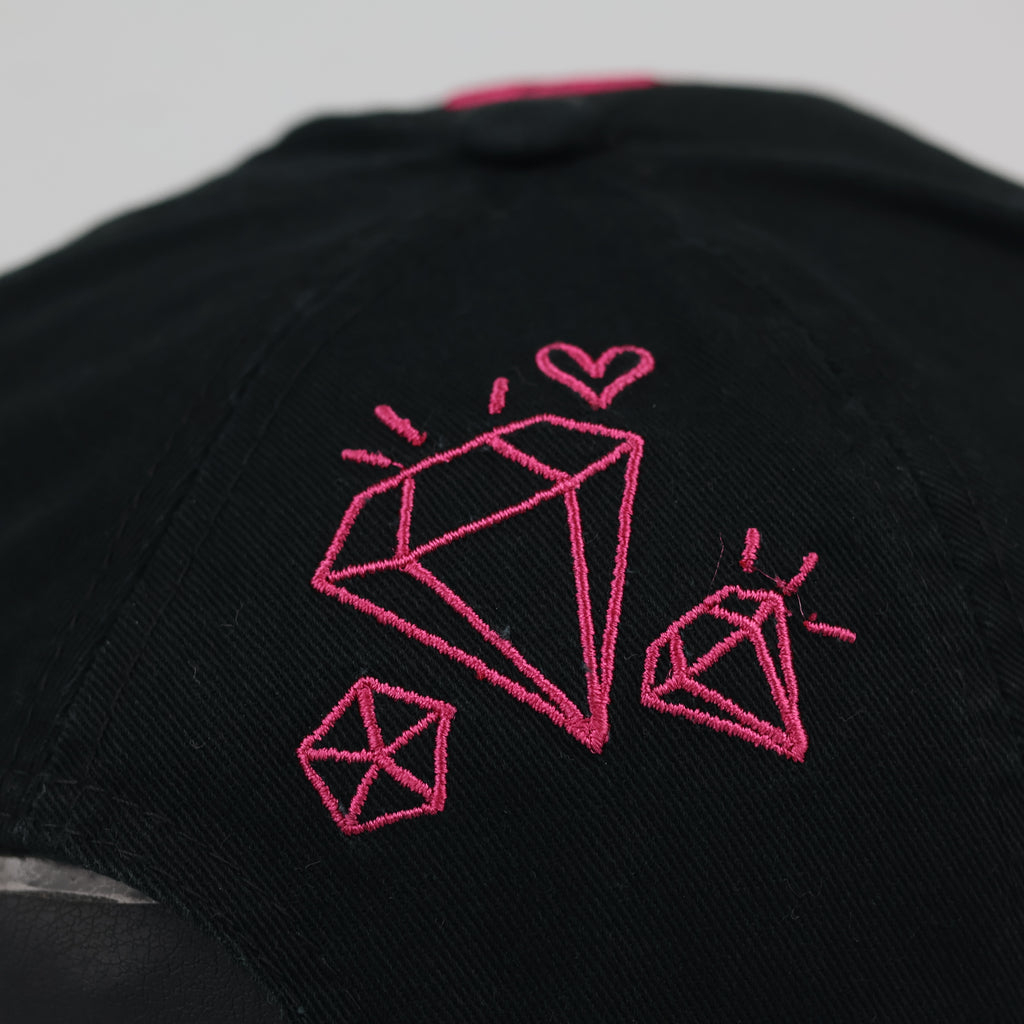 Thrifted Damplush Diamond Graphic Strapback Hat | Black | Size 56-58cm