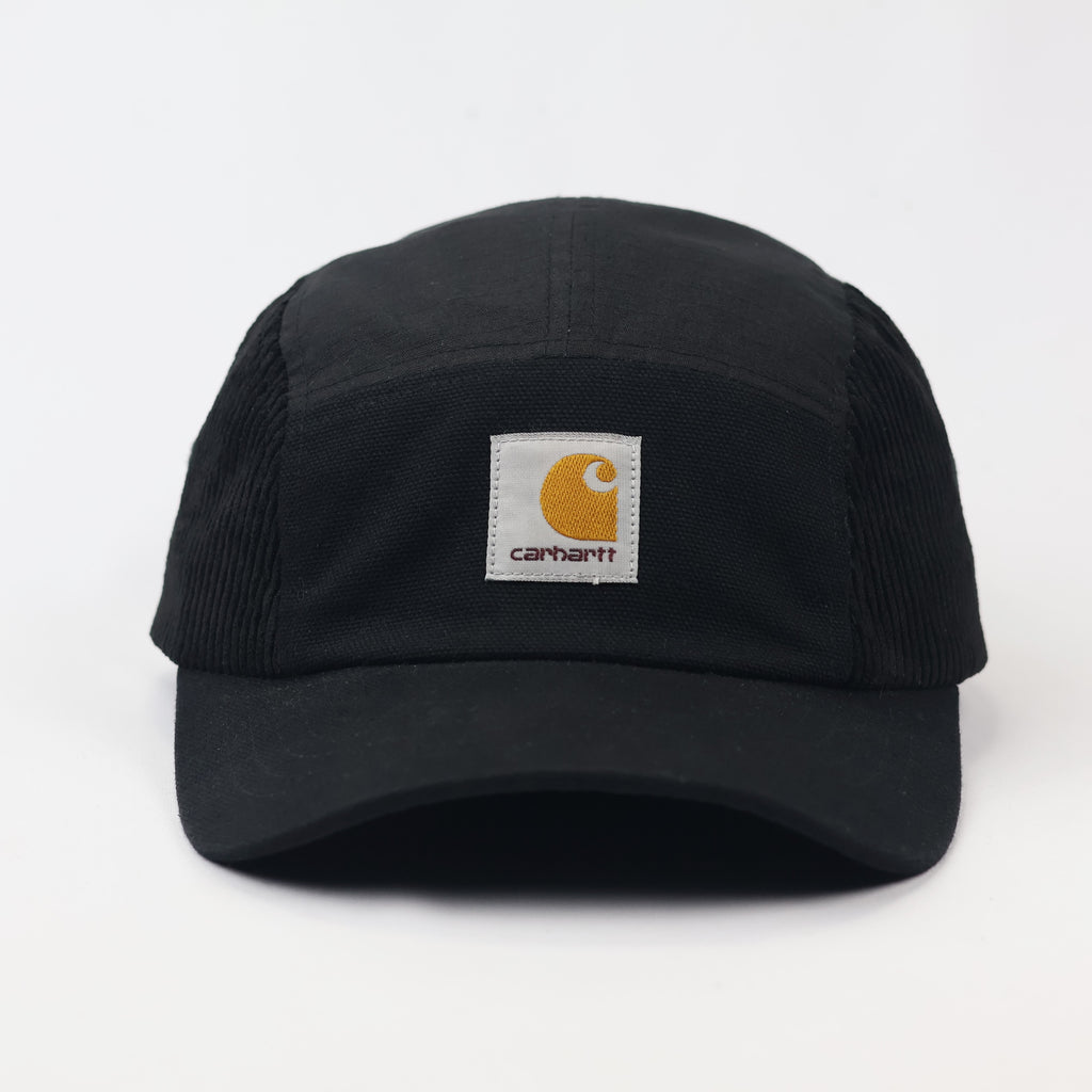 Carhartt WIP Medley 5-Panel Thrifted Cap – Black Corduroy & Canvas Mix