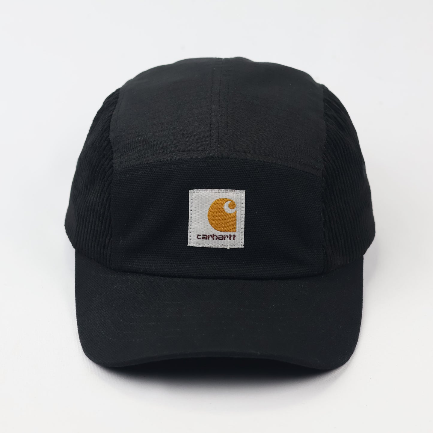Carhartt WIP Medley 5-Panel Thrifted Cap – Black Corduroy & Canvas Mix