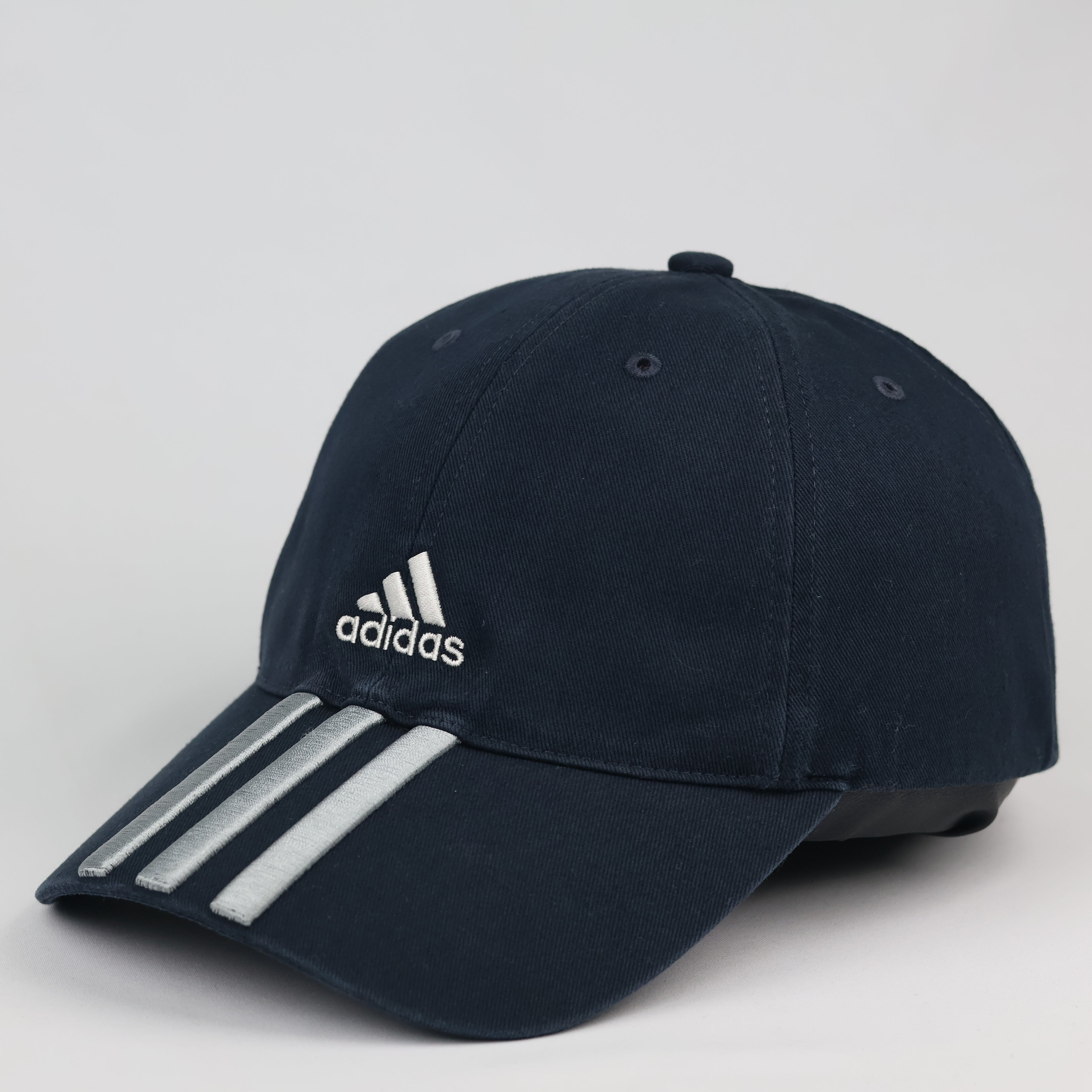 Thrifted Adidas Spellout Embroidered Cap - Navy with Adjustable Grey Strap