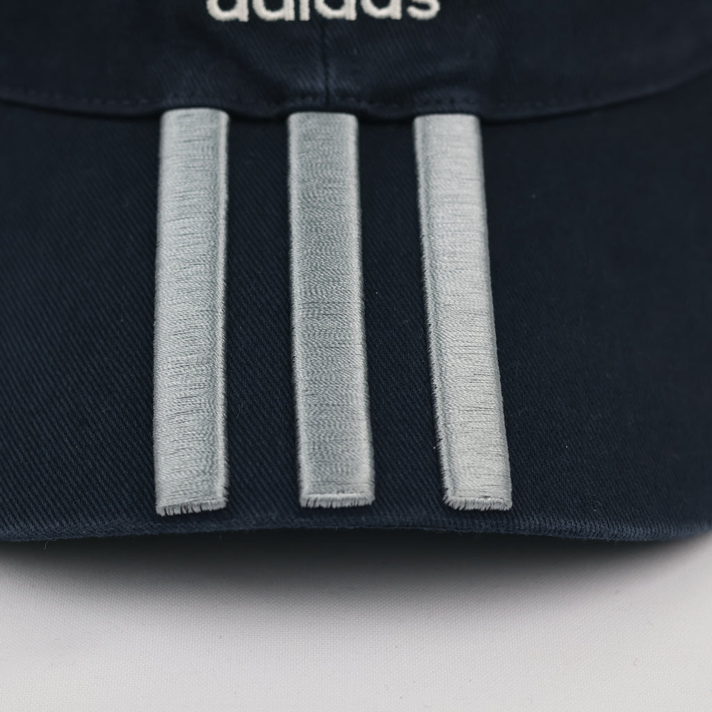 Thrifted Adidas Spellout Embroidered Cap - Navy with Adjustable Grey Strap