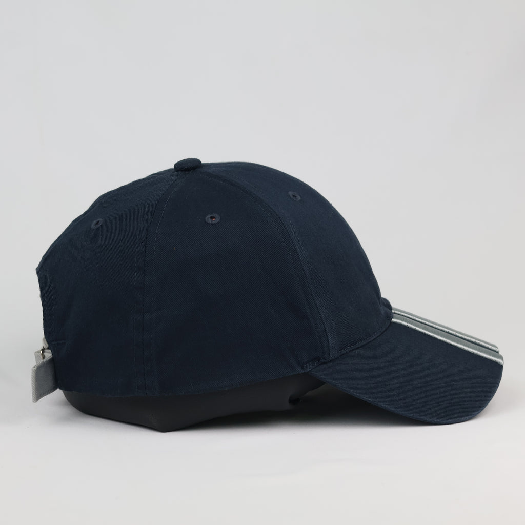 Thrifted Adidas Spellout Embroidered Cap - Navy with Adjustable Grey Strap