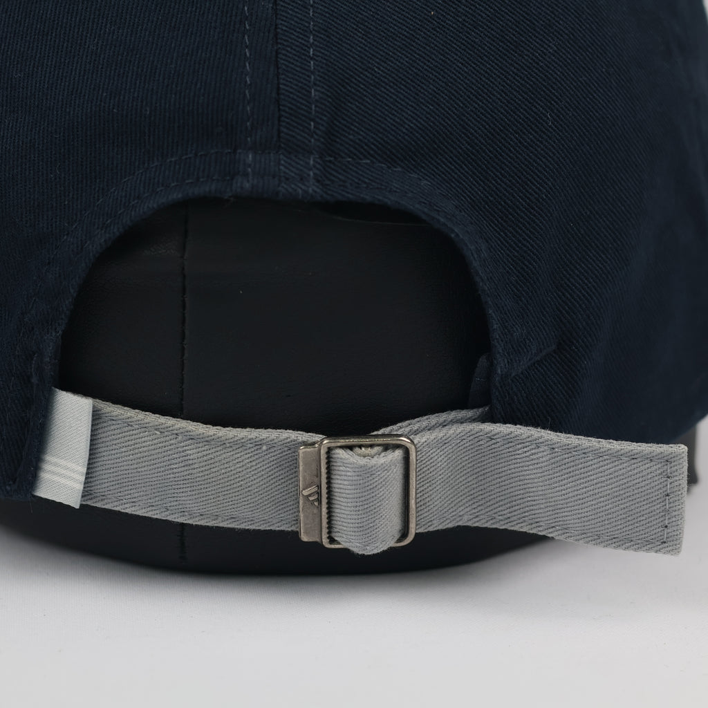 Thrifted Adidas Spellout Embroidered Cap - Navy with Adjustable Grey Strap
