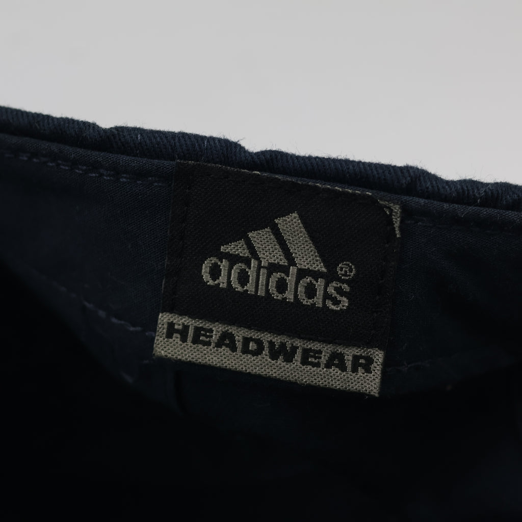 Thrifted Adidas Spellout Embroidered Cap - Navy with Adjustable Grey Strap