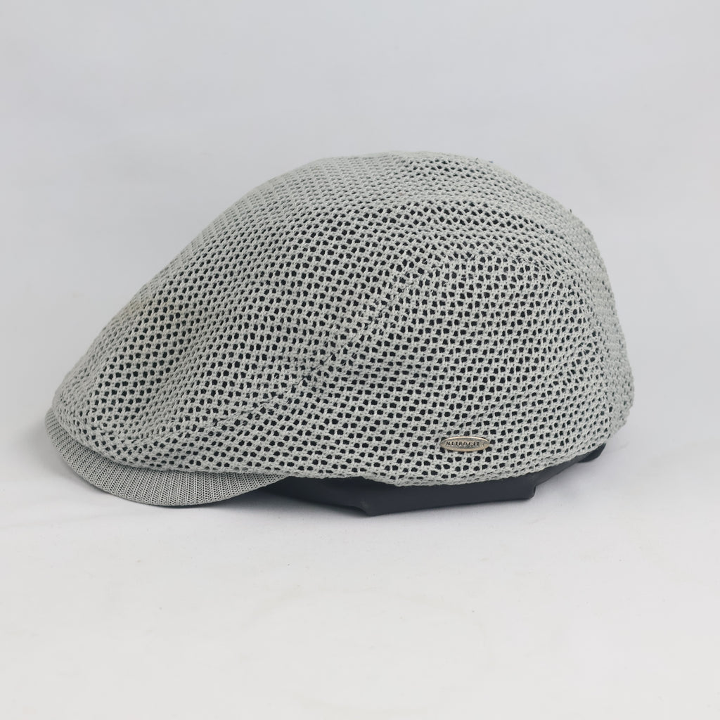 Thrifted METROCITY Mesh Flat Cap | Classic Grey Cabbie Hat (Size 58-60 cm) | 10262