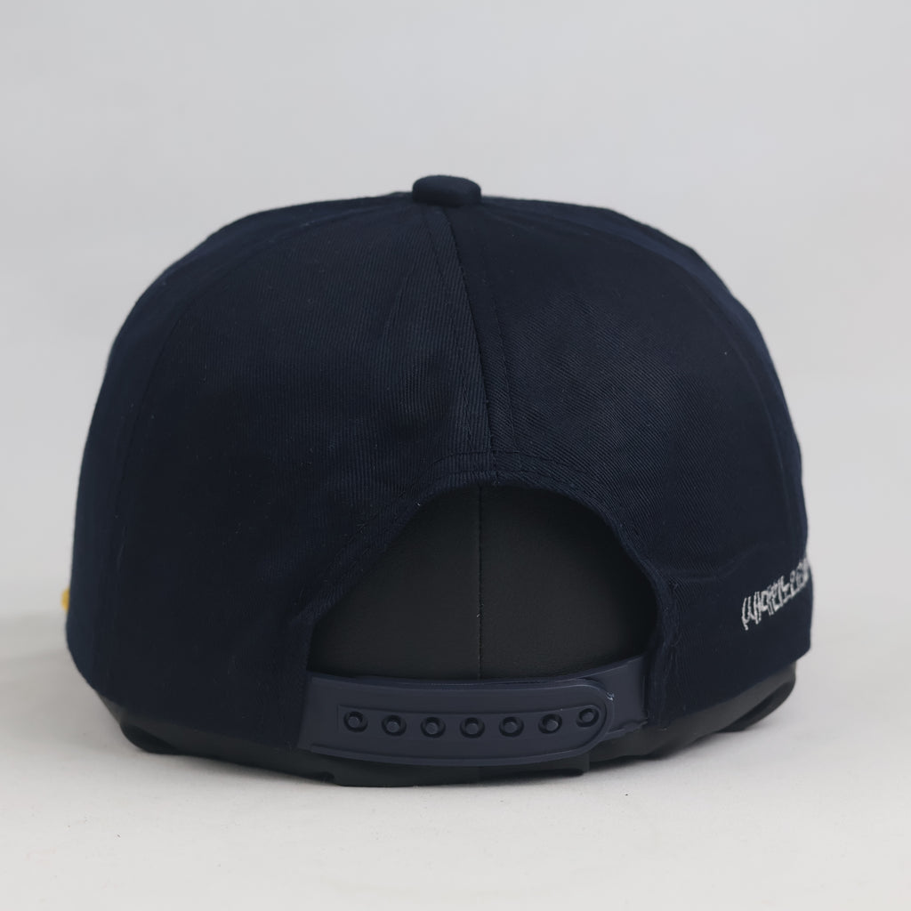 thrifted Navy Blue Cord Trim Snapback Cap (57-59cm) | 10354