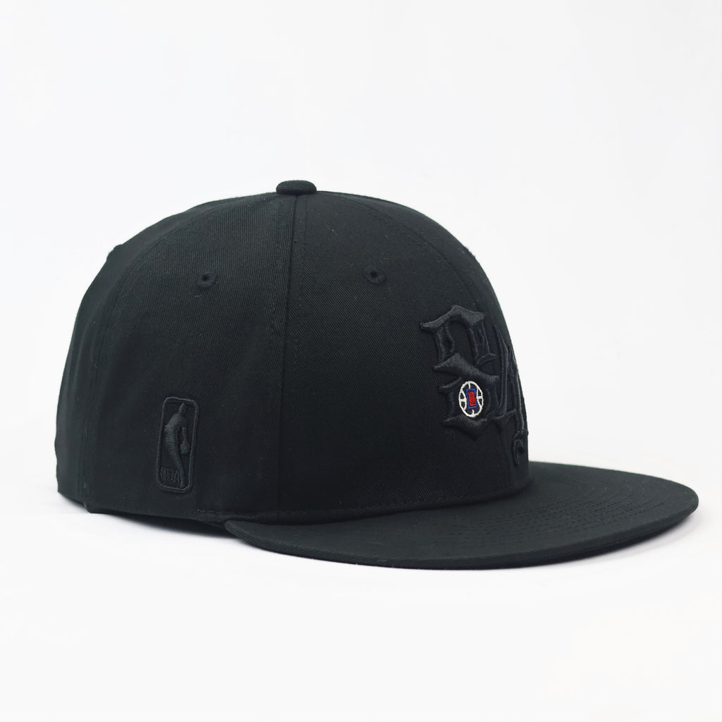 NBA LA Clippers Black Gothic Logo Thrifted Snapback Cap