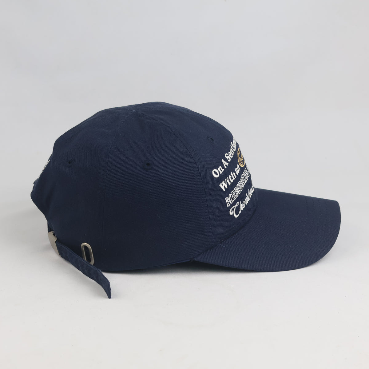 Thrifted Navy Blue Text Design Baseball Hat (58-60 cm) | 10257