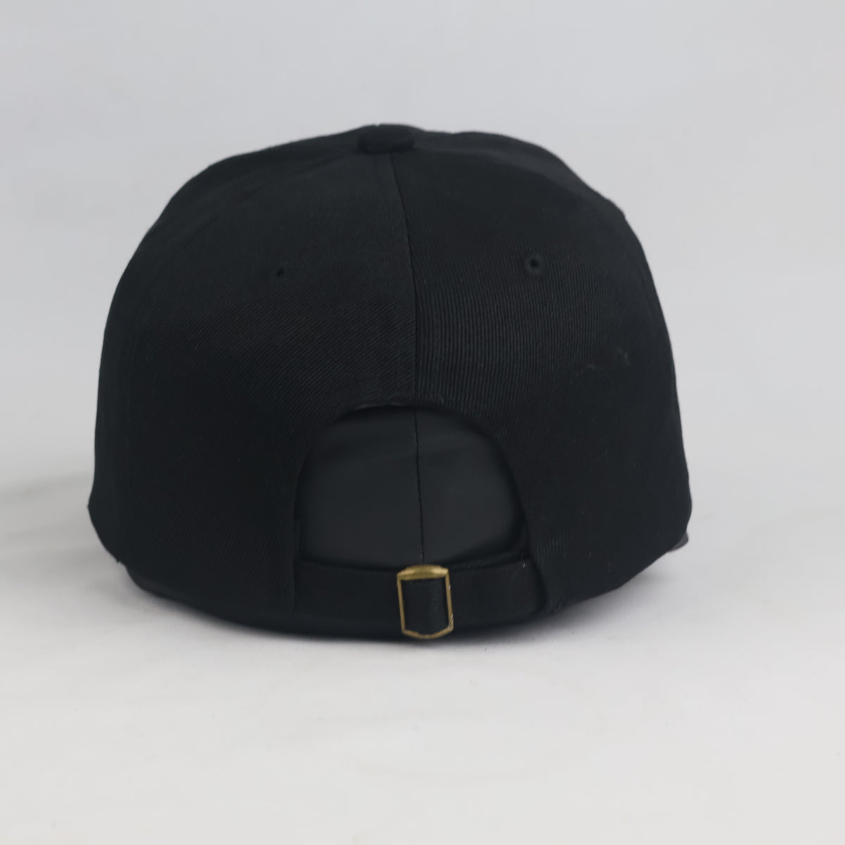 Thrifted Black Korean Text Cap | Metal Buckle Adjustable Baseball Hat | 10263