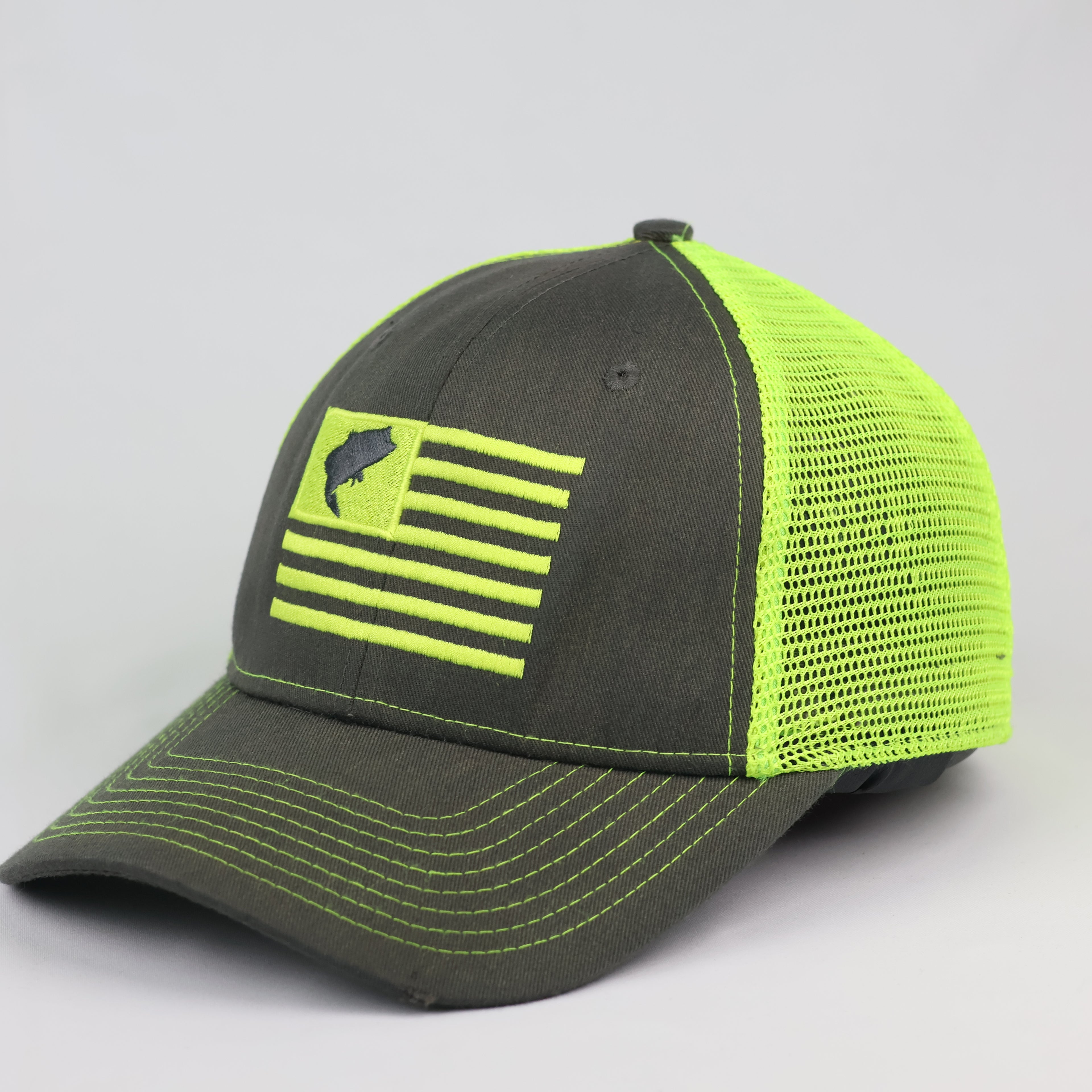 Thrifted Fierce 901 Fishing American Flag Mesh Cap