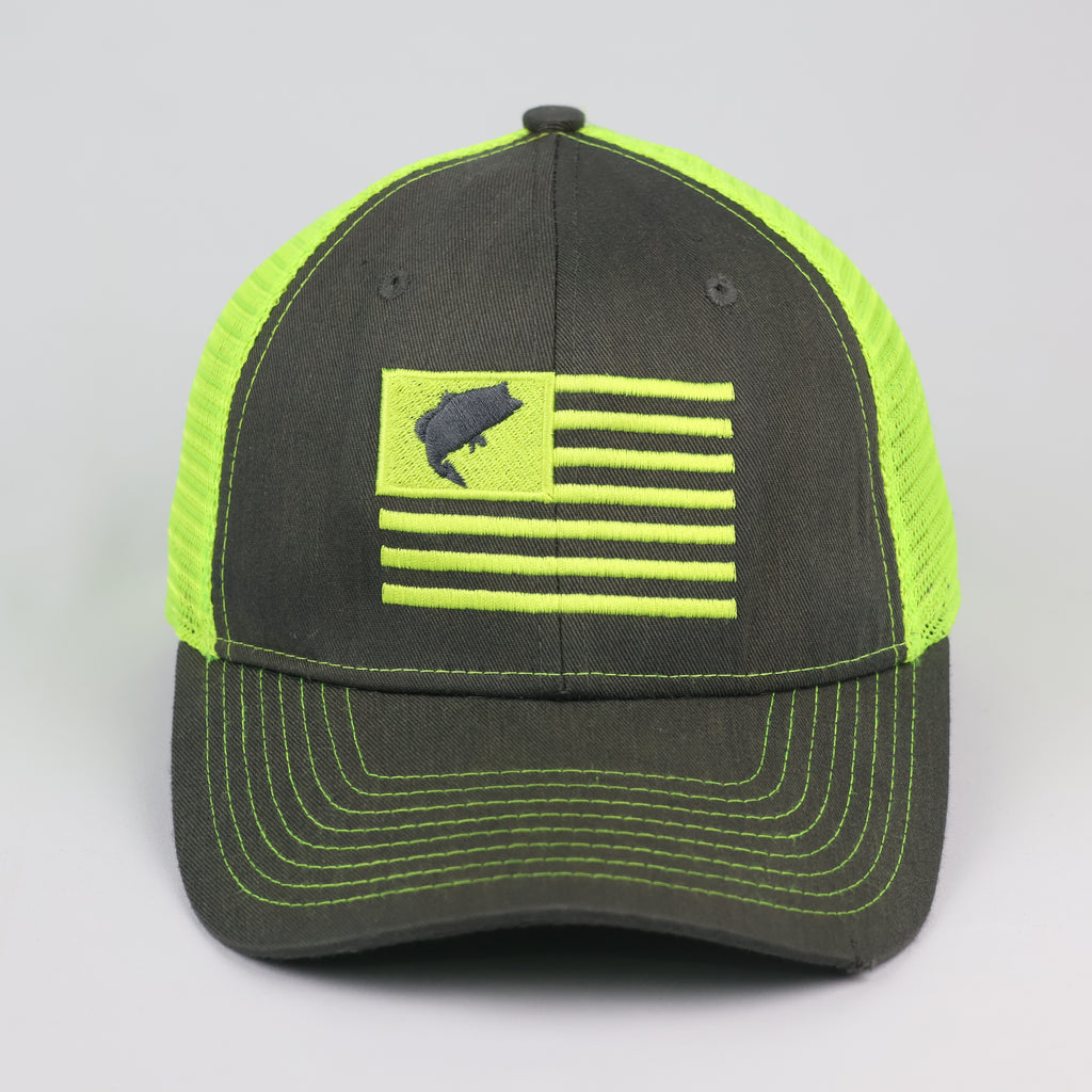 Thrifted Fierce 901 Fishing American Flag Mesh Cap