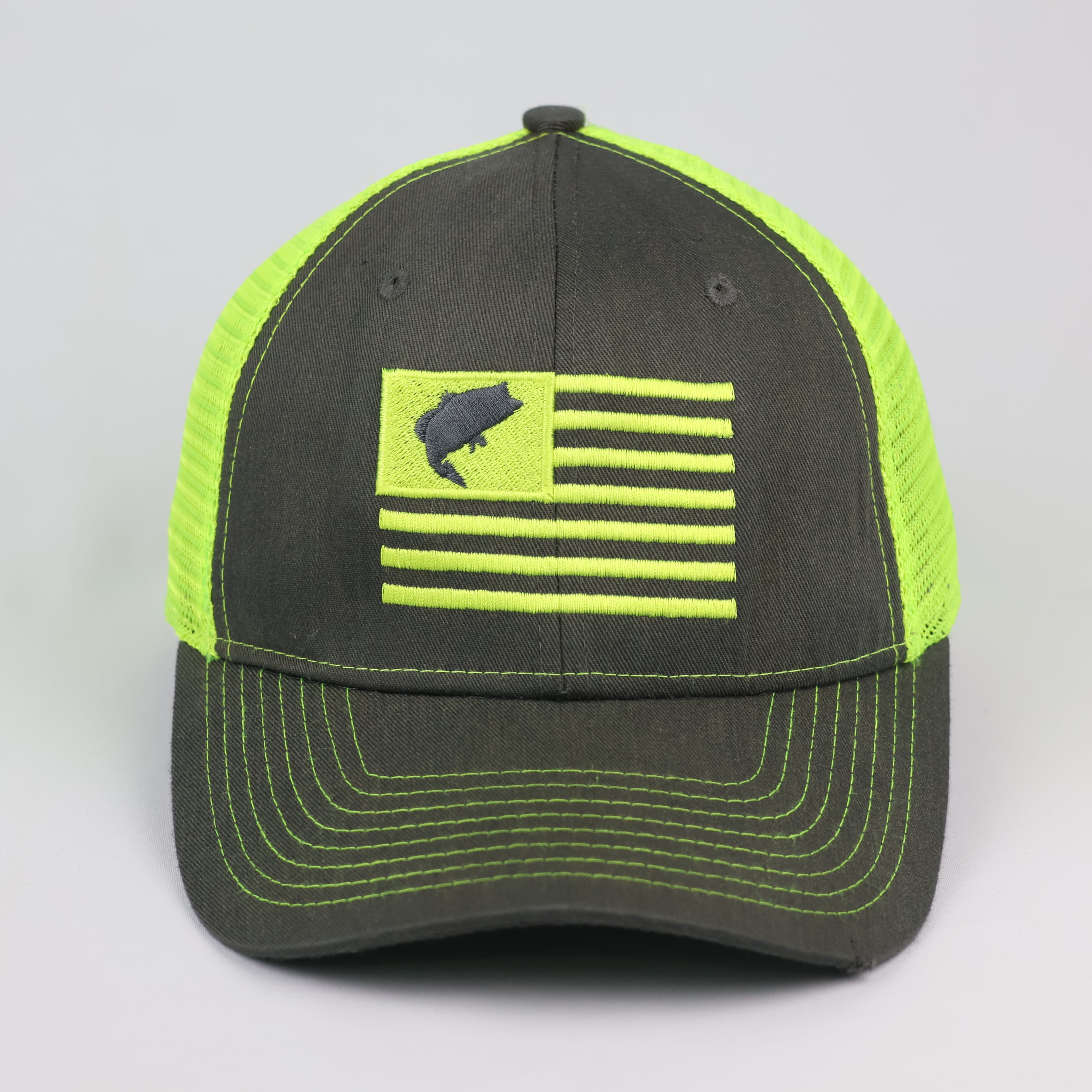 Thrifted Fierce 901 Fishing American Flag Mesh Cap