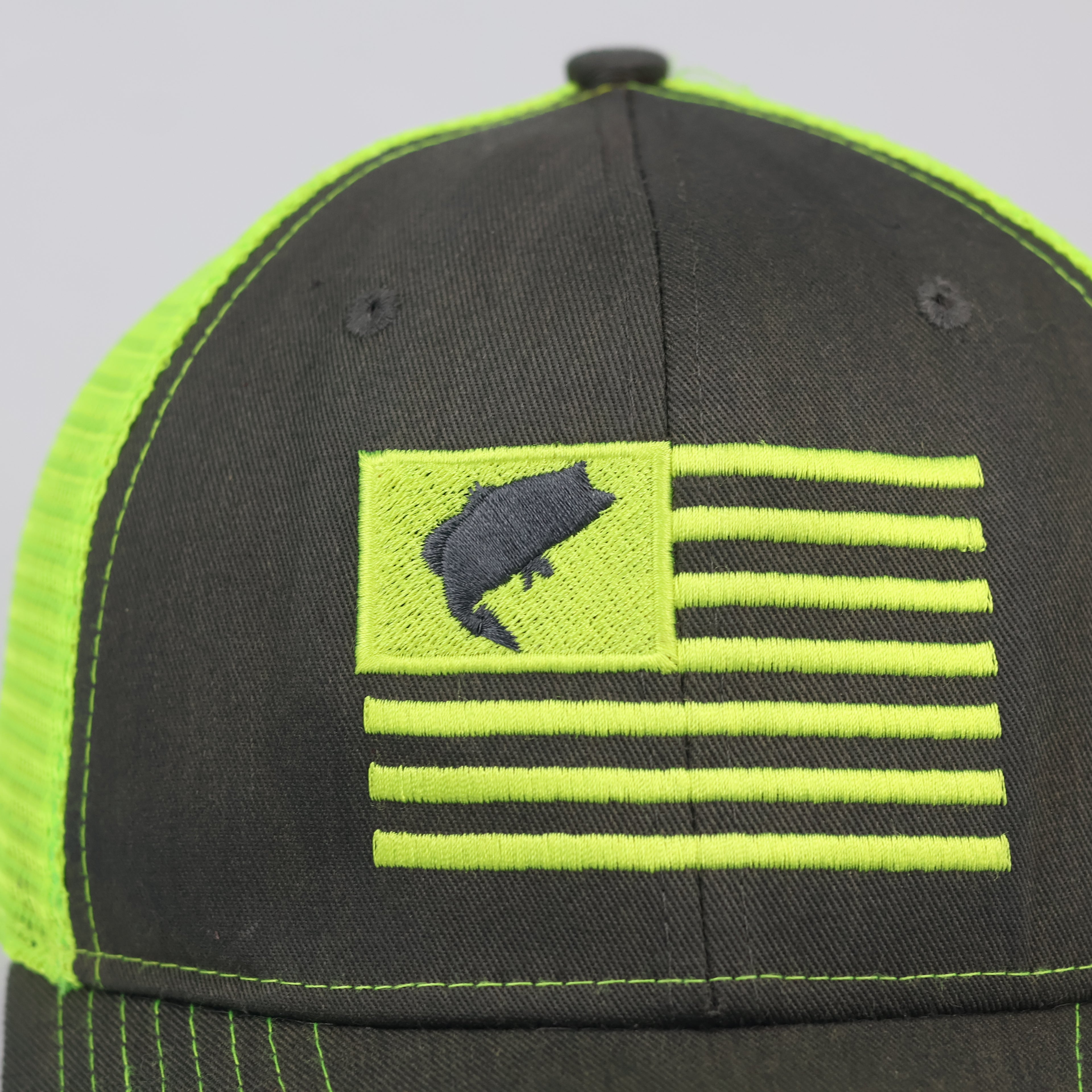 Thrifted Fierce 901 Fishing American Flag Mesh Cap