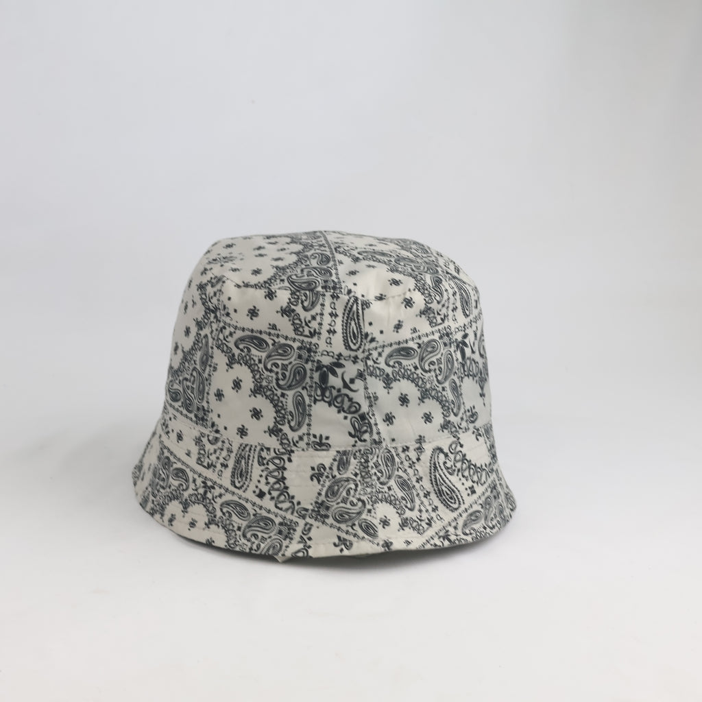 thrifted Reversible Black Paisley & Beige Bucket Hat