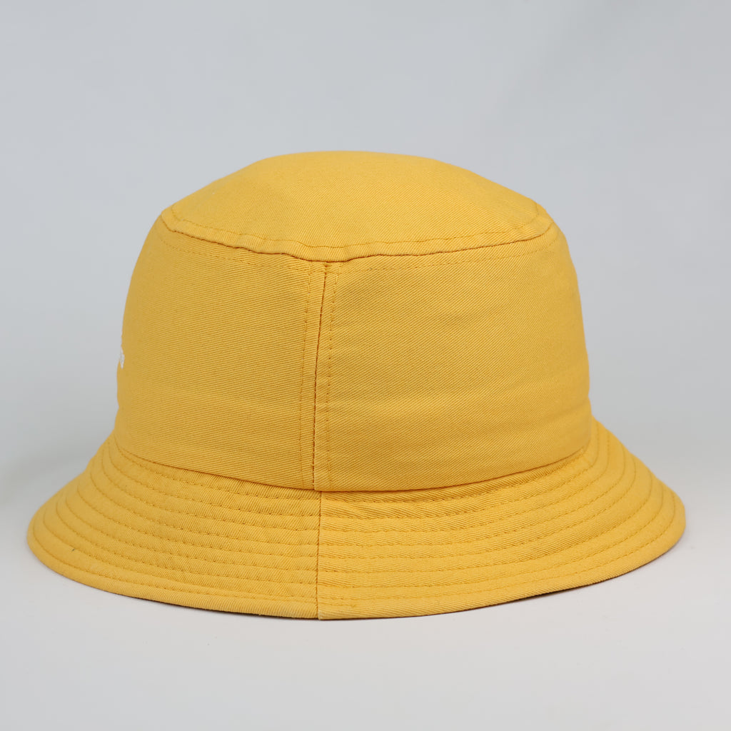 Thrifted Pastel Mustard Bucket Hat with Cute Strawberry Embroidery