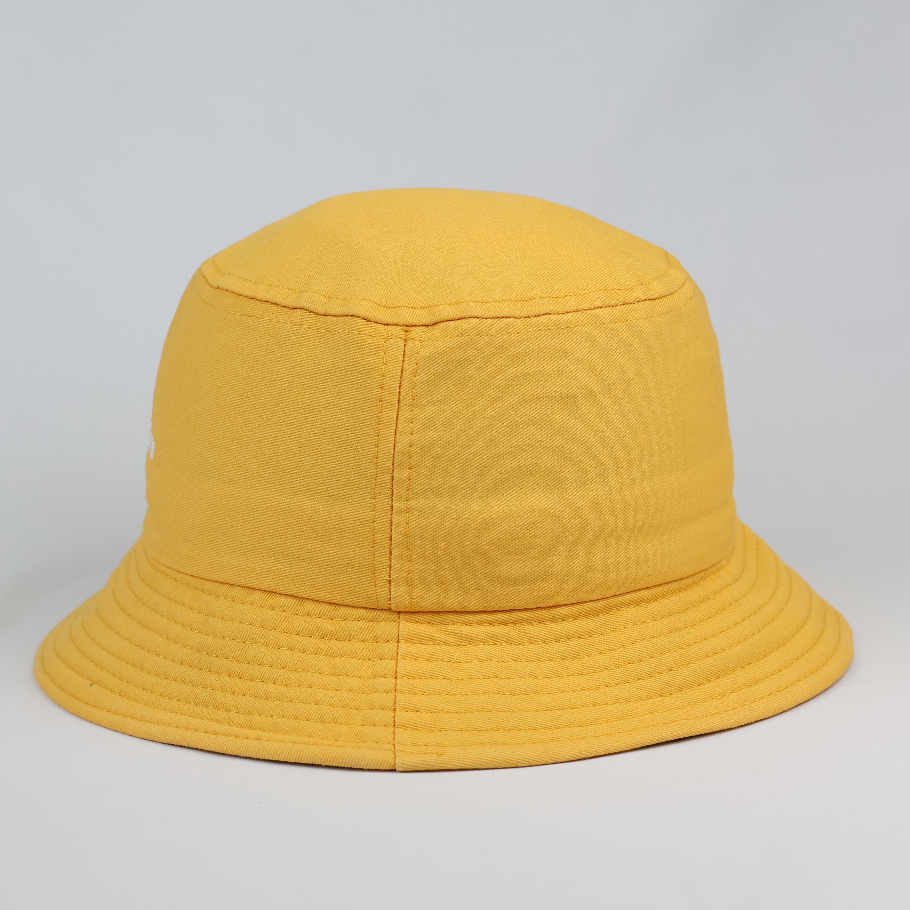 Thrifted Pastel Mustard Bucket Hat with Cute Strawberry Embroidery